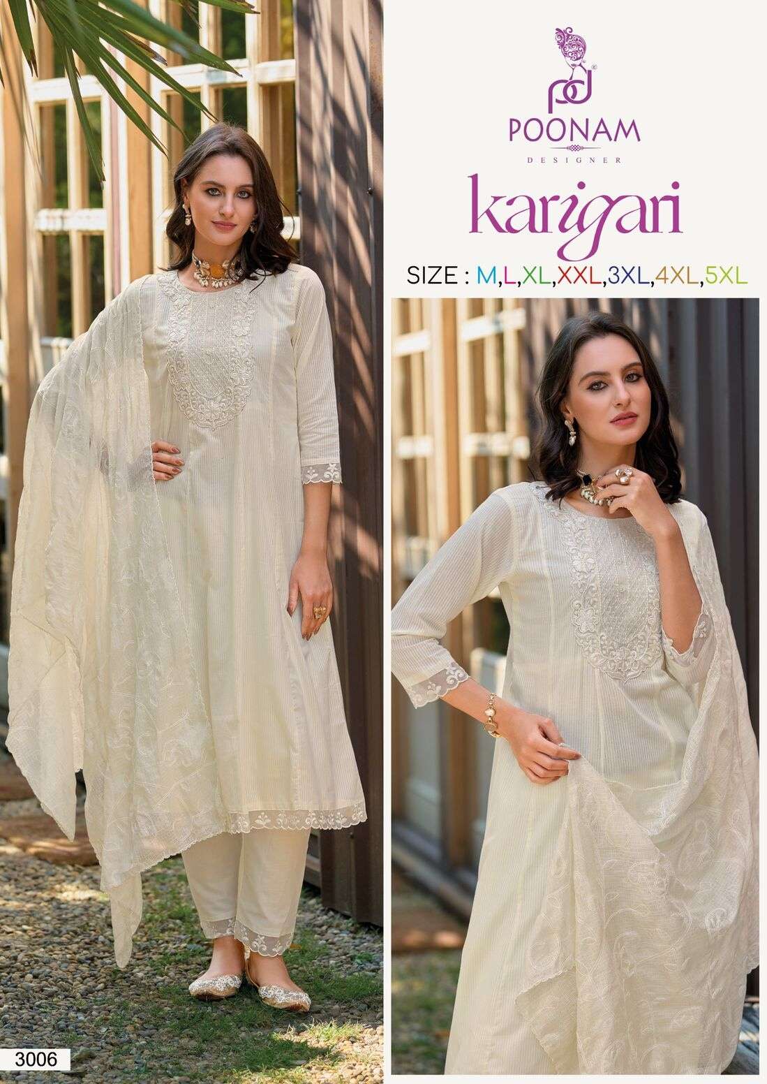 KARIGARI BY POONAM DESIGNER IN PURE COTTON JACQUARD FABRIC WITH LUCKNOWI WORK