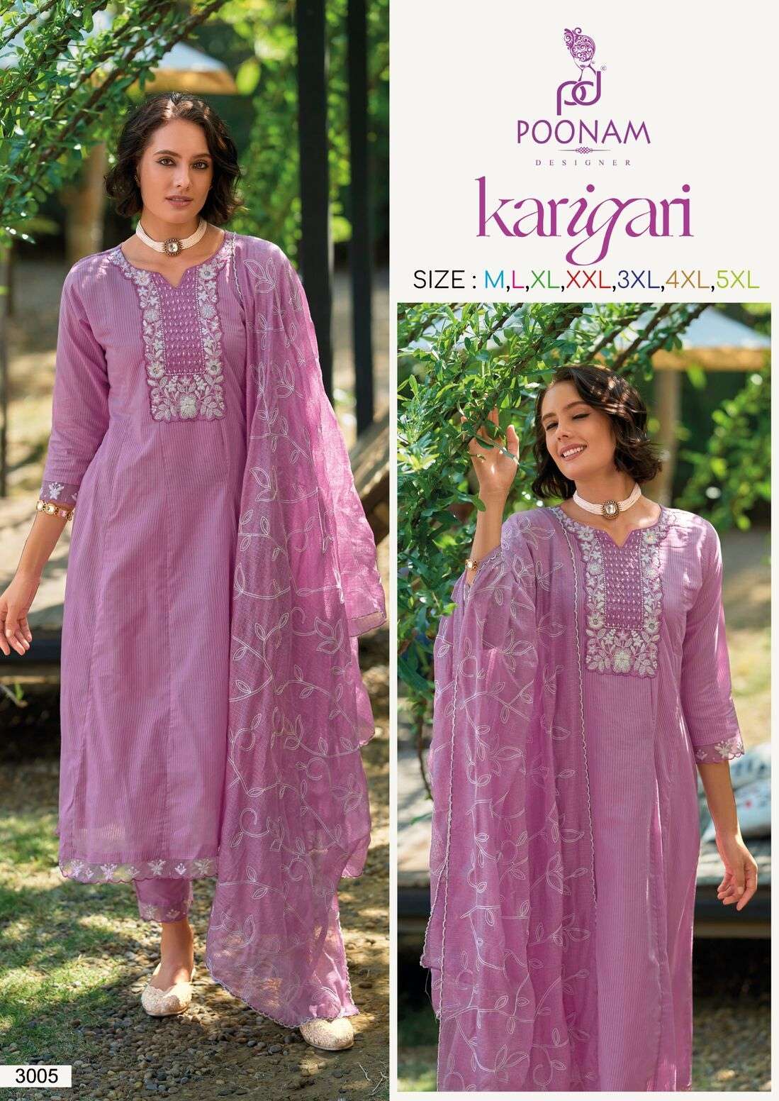 KARIGARI BY POONAM DESIGNER IN PURE COTTON JACQUARD FABRIC WITH LUCKNOWI WORK