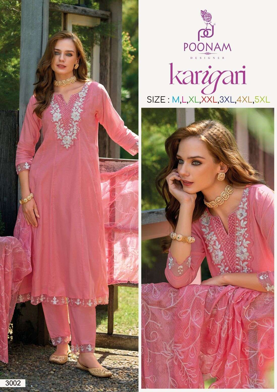 KARIGARI BY POONAM DESIGNER IN PURE COTTON JACQUARD FABRIC WITH LUCKNOWI WORK