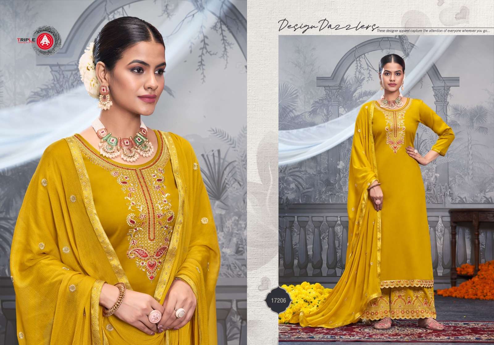 KESAR BY TRIPLE IN JAM COTTON AND SEMI PURE DUPATTA WITH HEAVY HANDWORK
