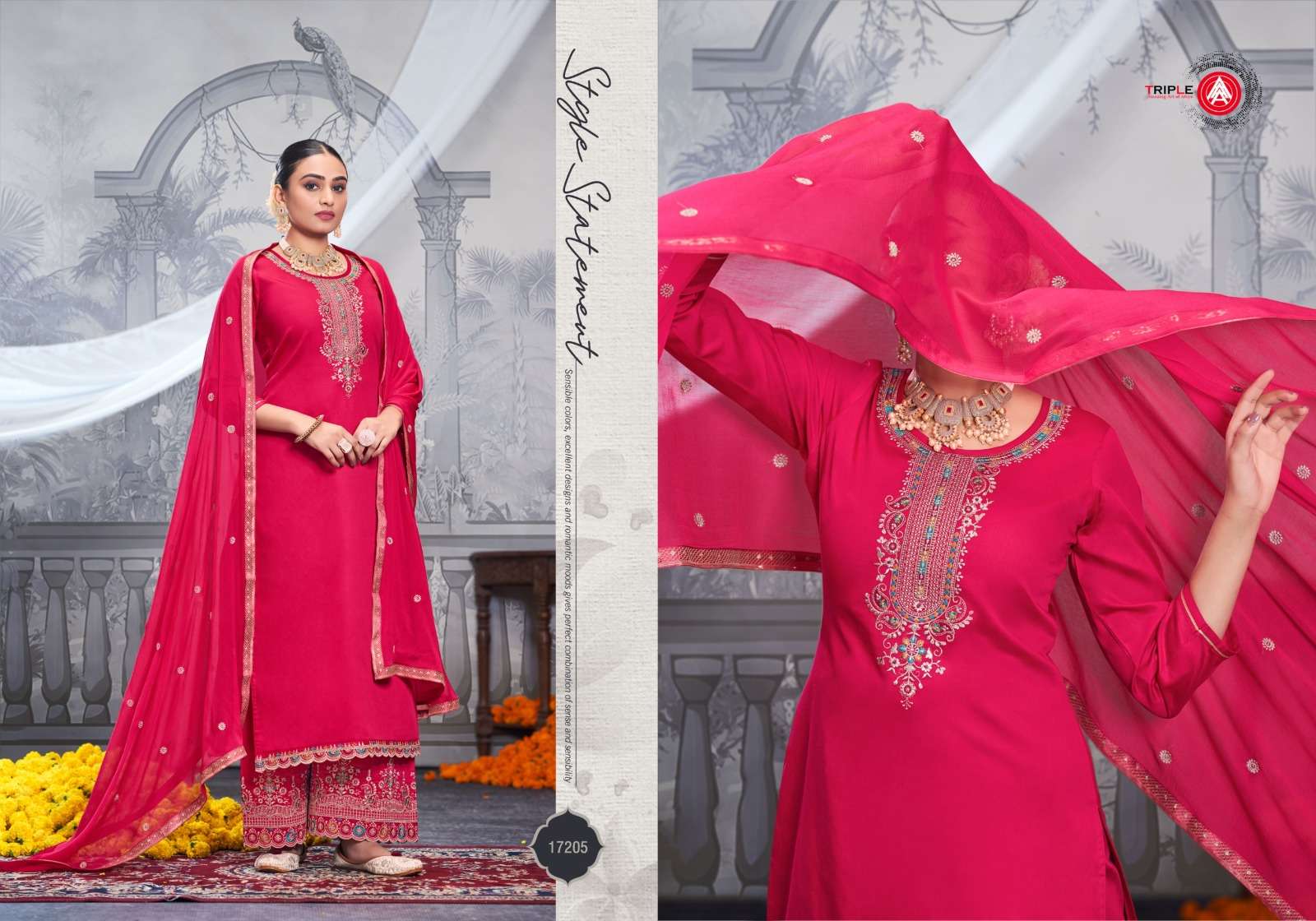 KESAR BY TRIPLE IN JAM COTTON AND SEMI PURE DUPATTA WITH HEAVY HANDWORK