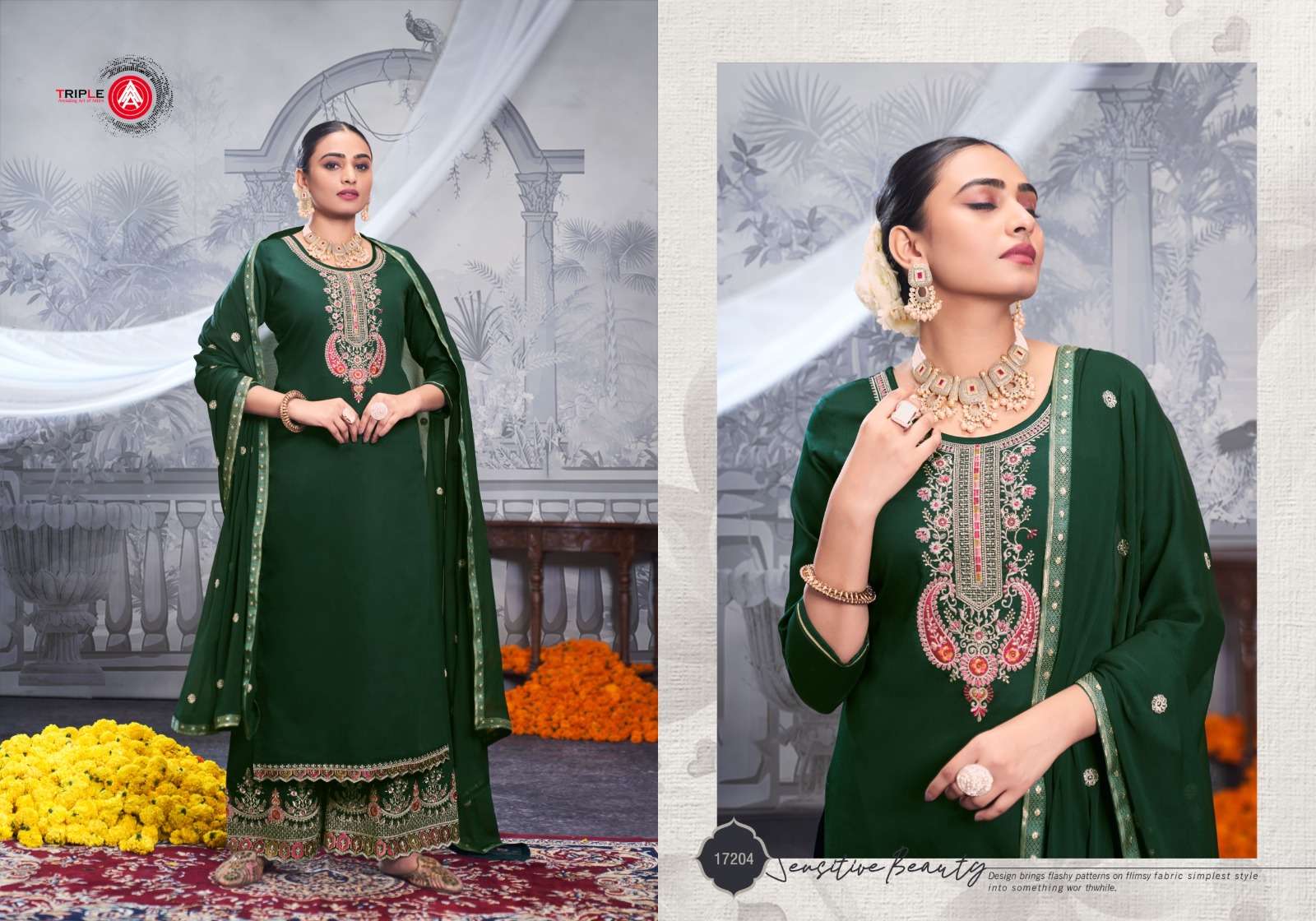 KESAR BY TRIPLE IN JAM COTTON AND SEMI PURE DUPATTA WITH HEAVY HANDWORK