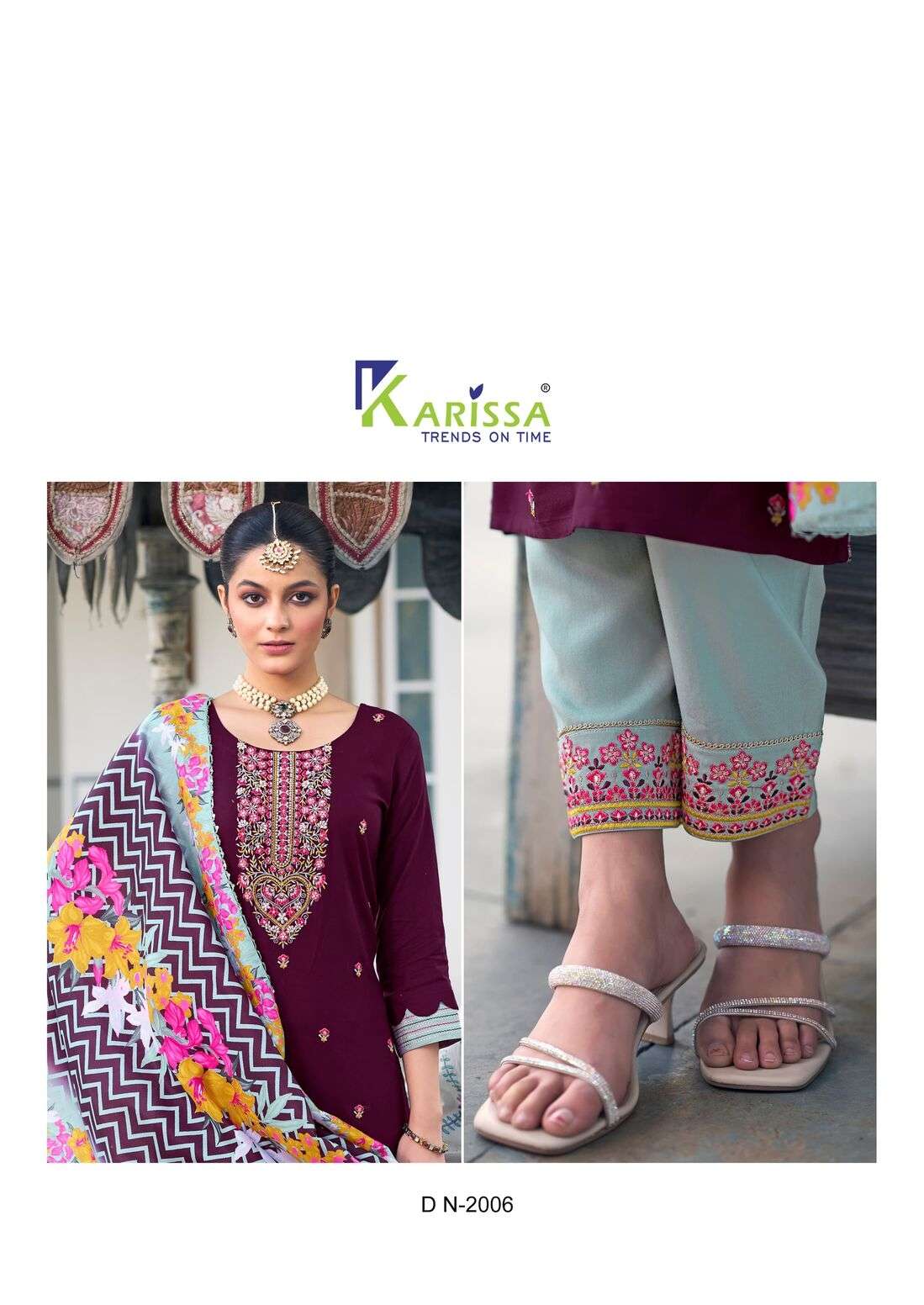 LATIKA VOL-2 BY KARISSA TOP PANT IN RAYON PREMIUM SOFT MUSLIN DIGITAL PRINT WITH LACE