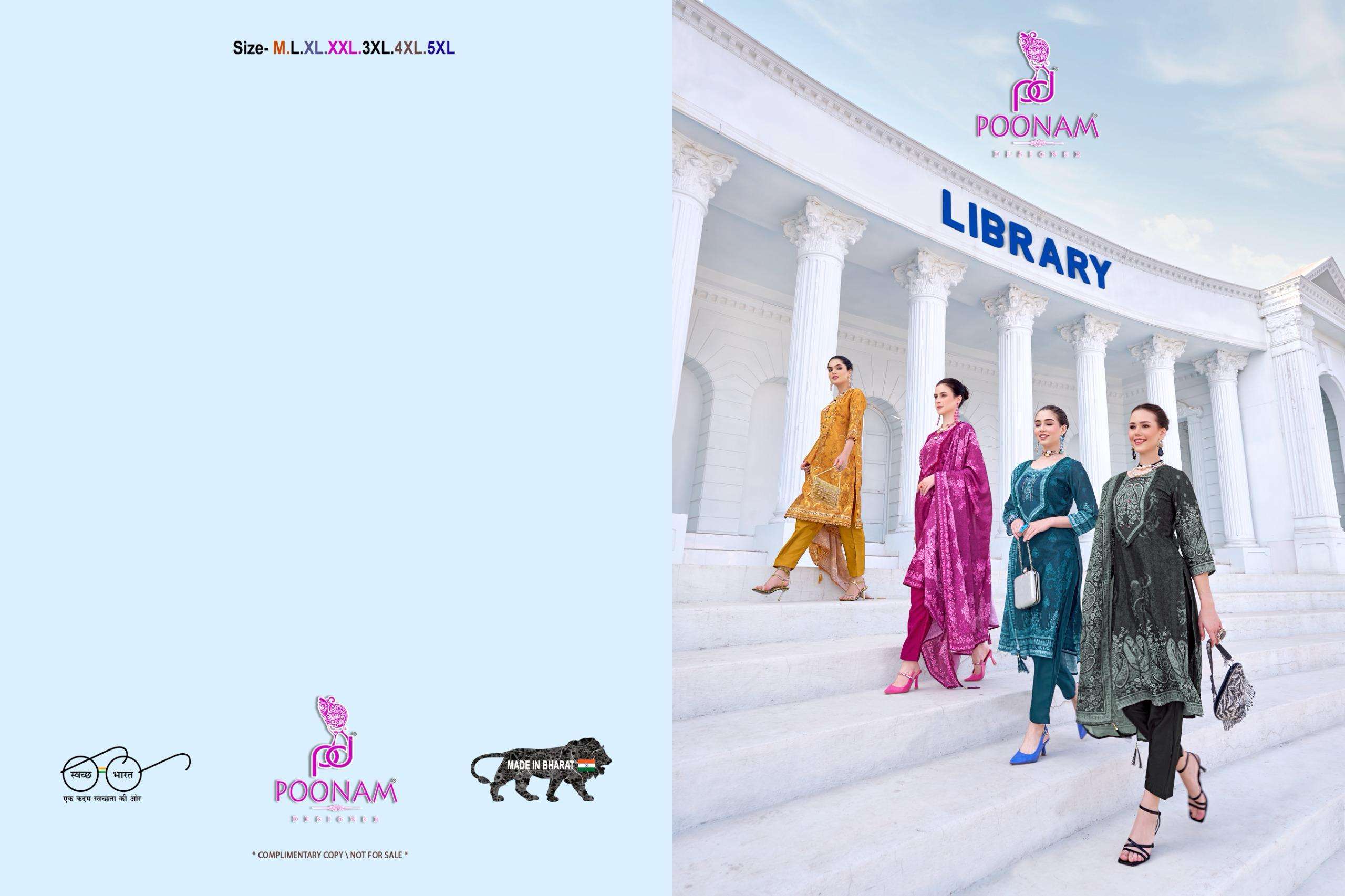 LIBRARY BY POONAM DESIGNER SOFT POLI CREPE FABRIC WITH DESIGNER HANDWORK NECK