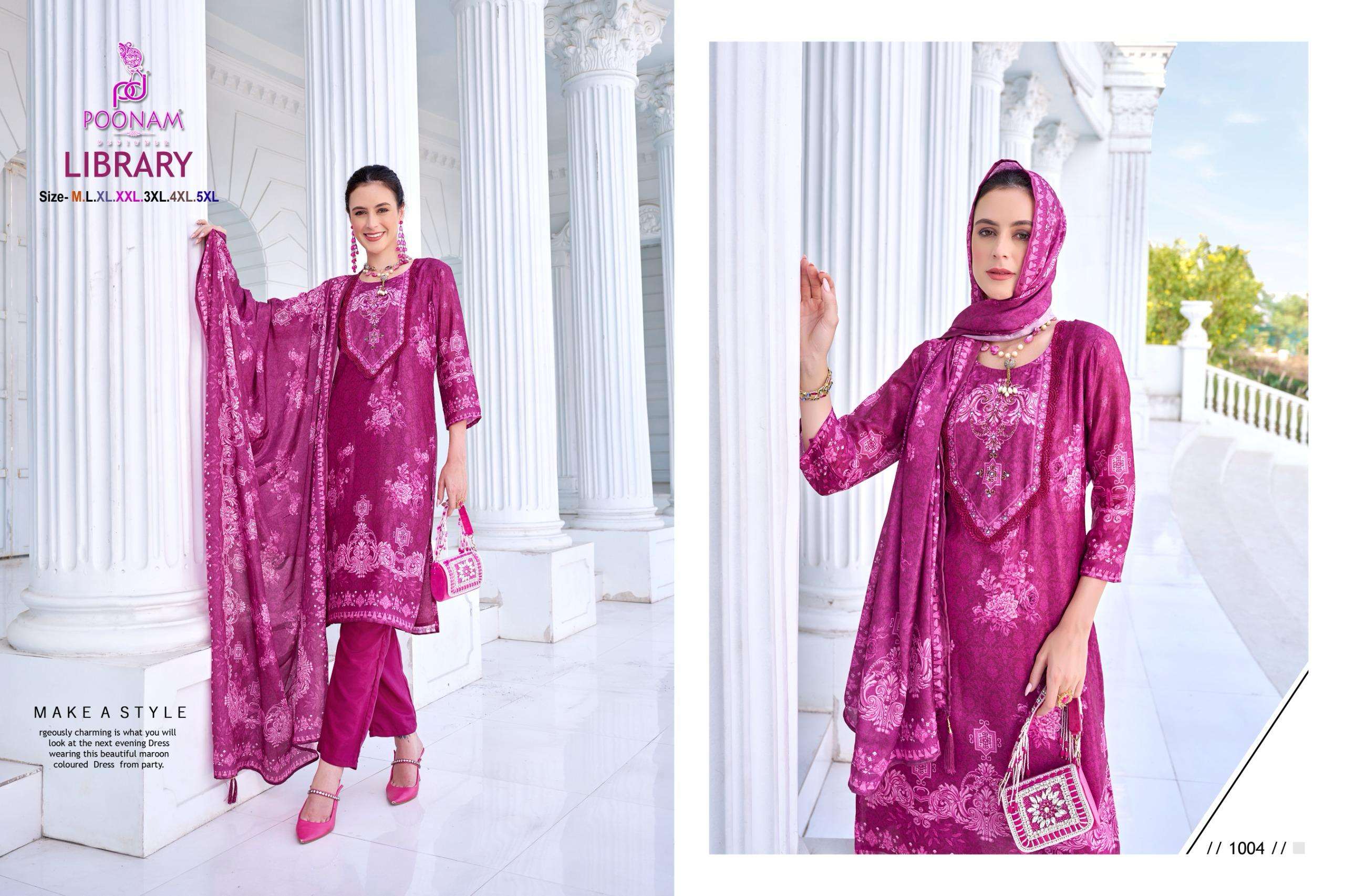 LIBRARY BY POONAM DESIGNER SOFT POLI CREPE FABRIC WITH DESIGNER HANDWORK NECK