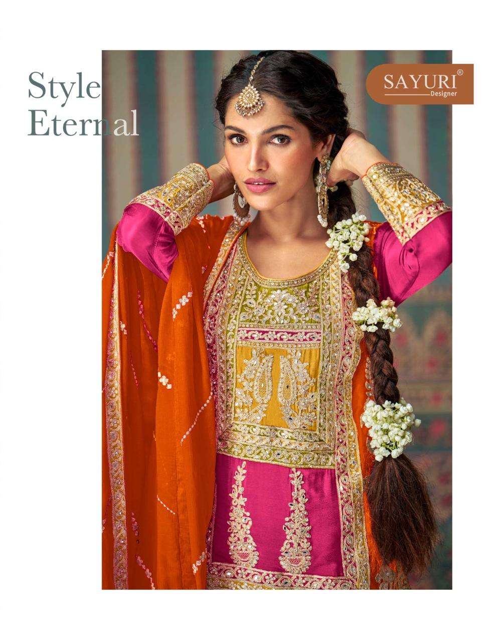 MAHI PRO BY SAYURI DESIGNER IN PREMIUM REAL CHINON SILK WITH EMBROIDERED