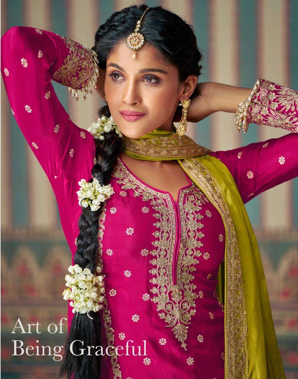 MAHI PRO BY SAYURI DESIGNER IN PREMIUM REAL CHINON SILK WITH EMBROIDERED