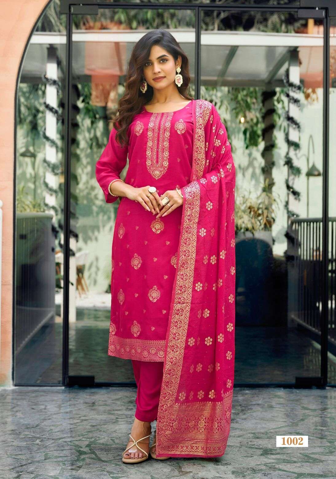 MISHTI BY OSSM IN PURE VISCOS  DOLA SILK JACQUARD WITH ASTAR WITH HAND WORK