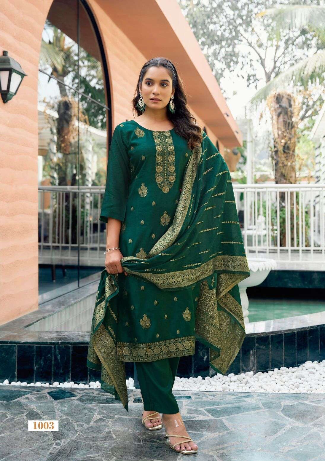 MISHTI BY OSSM IN PURE VISCOS  DOLA SILK JACQUARD WITH ASTAR WITH HAND WORK