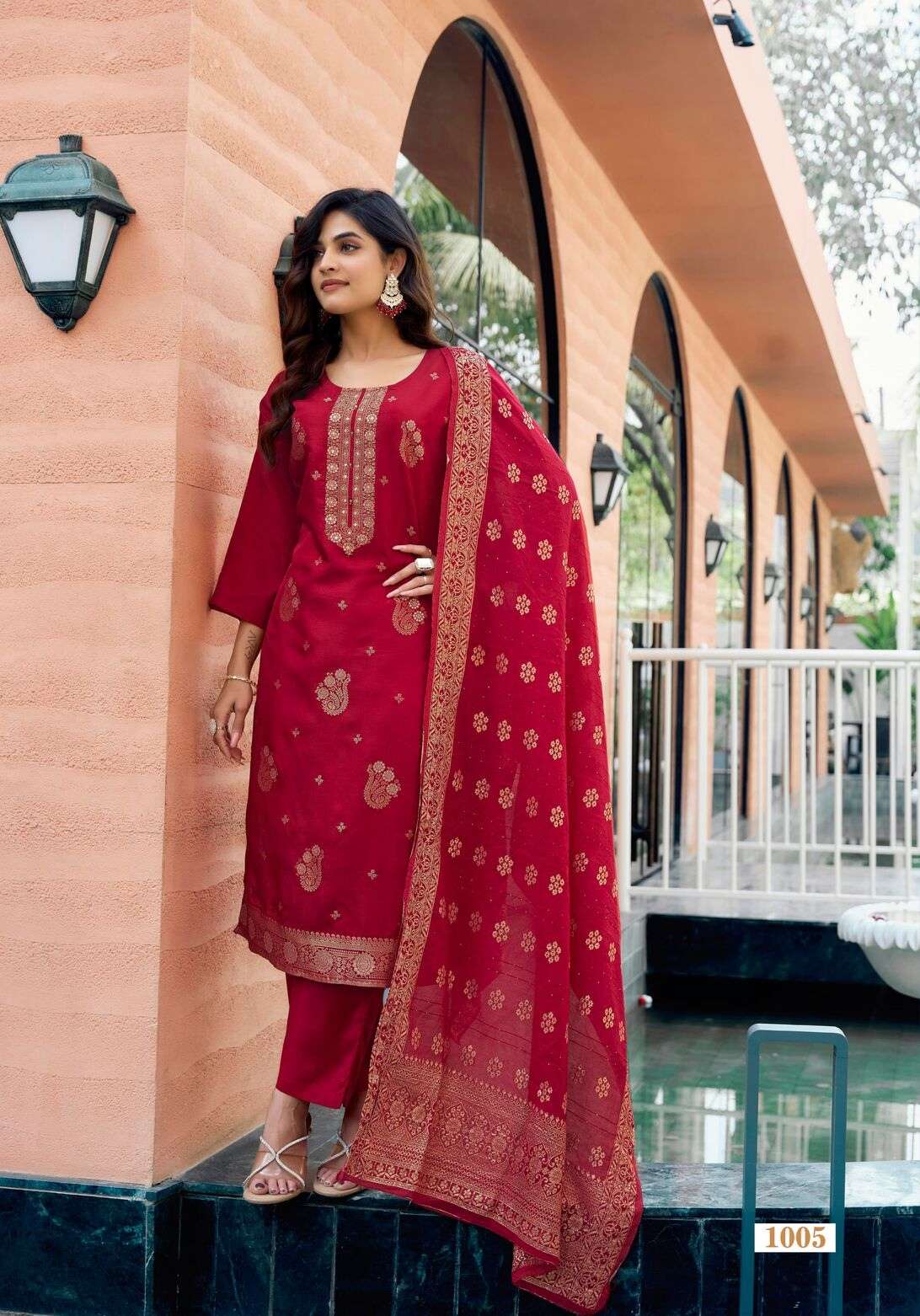 MISHTI BY OSSM IN PURE VISCOS  DOLA SILK JACQUARD WITH ASTAR WITH HAND WORK