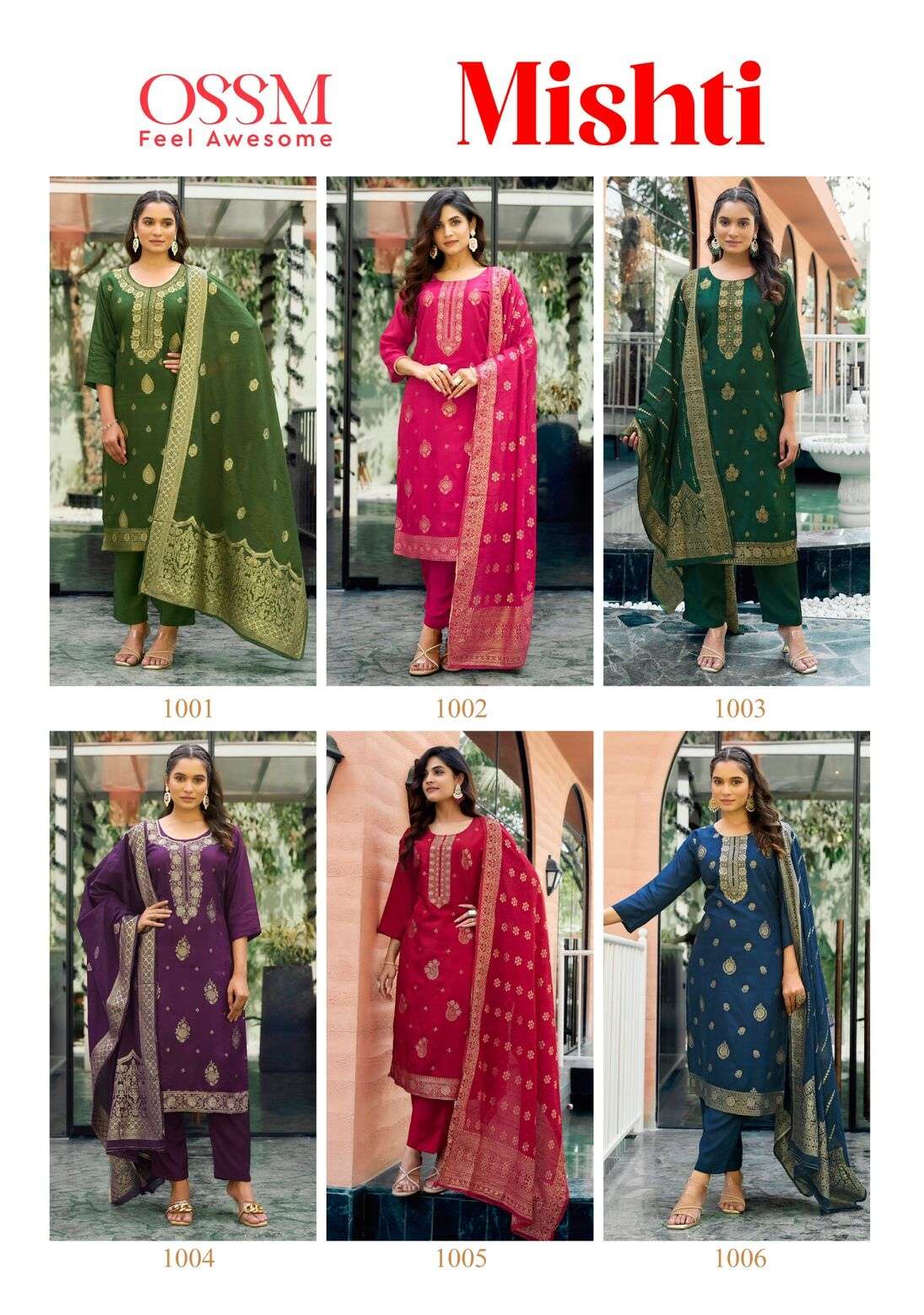 MISHTI BY OSSM IN PURE VISCOS  DOLA SILK JACQUARD WITH ASTAR WITH HAND WORK