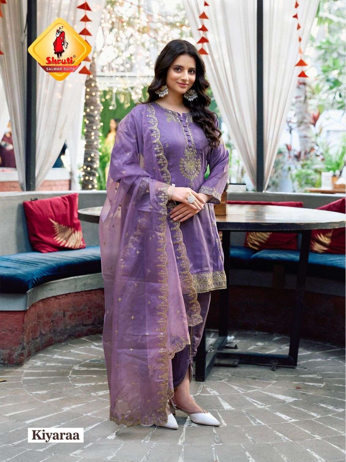 MORNI BY SHRUTI SUIT IN PURE VISCOSE SUPER SOFT SHIMMER GOTA EMBROIDERY WITH DESIGNER LACES 
