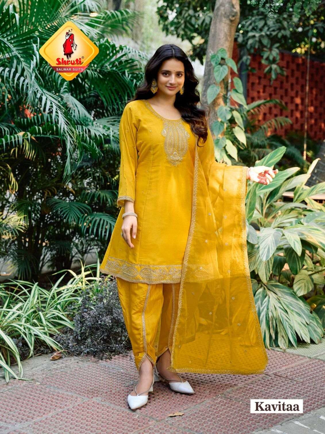 MORNI BY SHRUTI SUIT IN PURE VISCOSE SUPER SOFT SHIMMER GOTA EMBROIDERY WITH DESIGNER LACES 