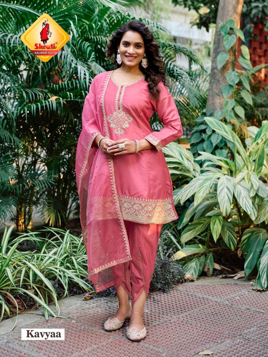 MORNI BY SHRUTI SUIT IN PURE VISCOSE SUPER SOFT SHIMMER GOTA EMBROIDERY WITH DESIGNER LACES 