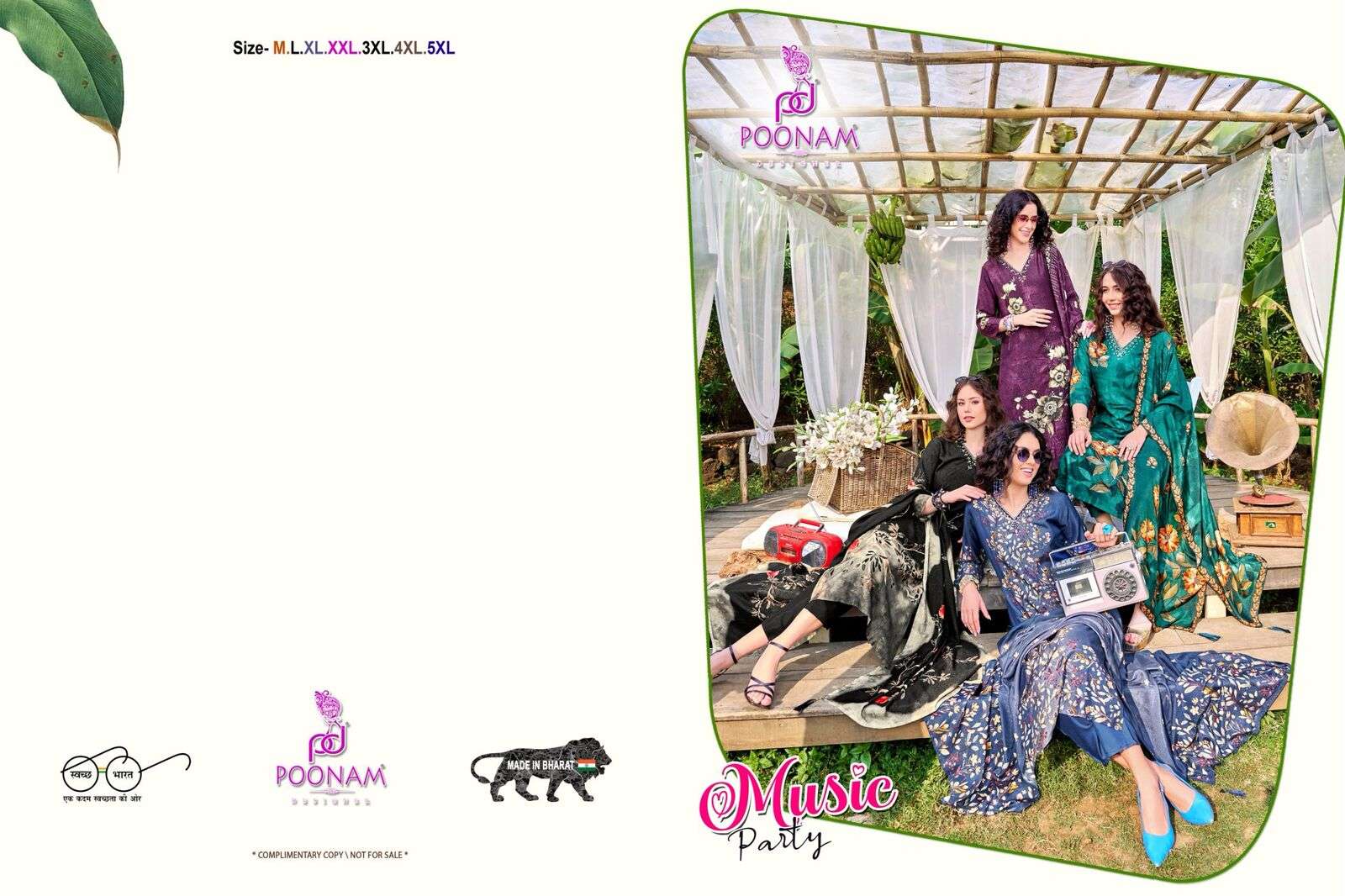 MUSIC PARTY BY POONAM DESIGNER IN PURE MUSLINE SHIMMER WITH FULL HANDWORK KURTI