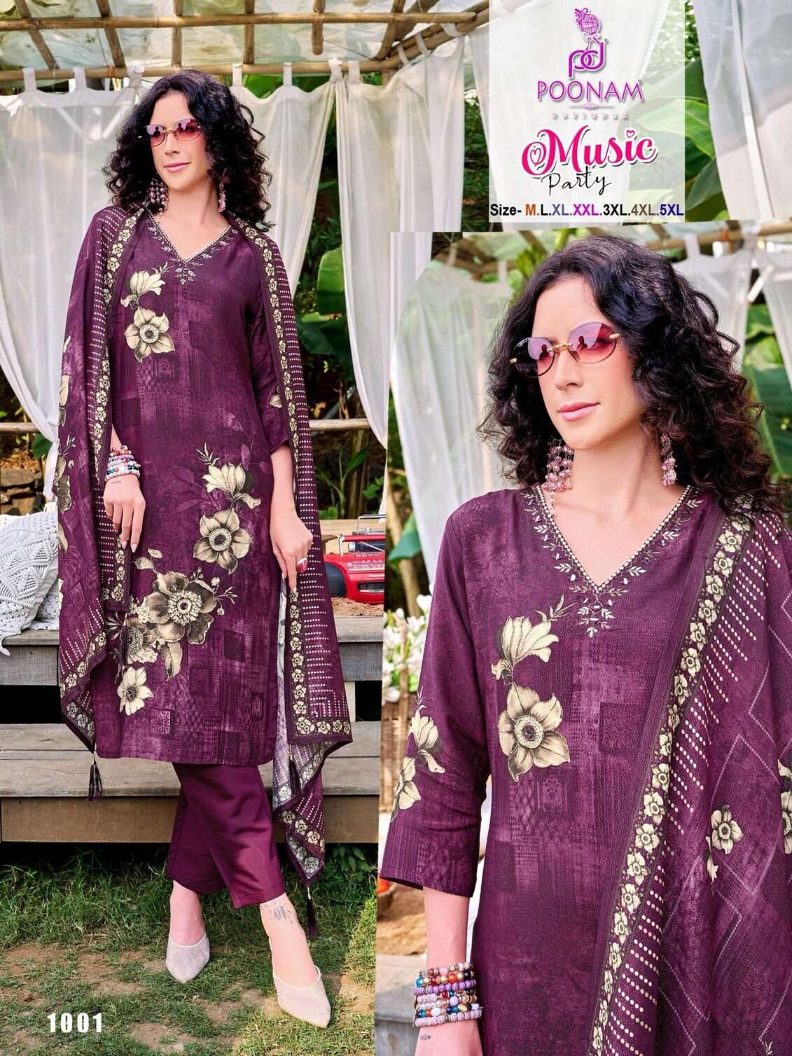 MUSIC PARTY BY POONAM DESIGNER IN PURE MUSLINE SHIMMER WITH FULL HANDWORK KURTI