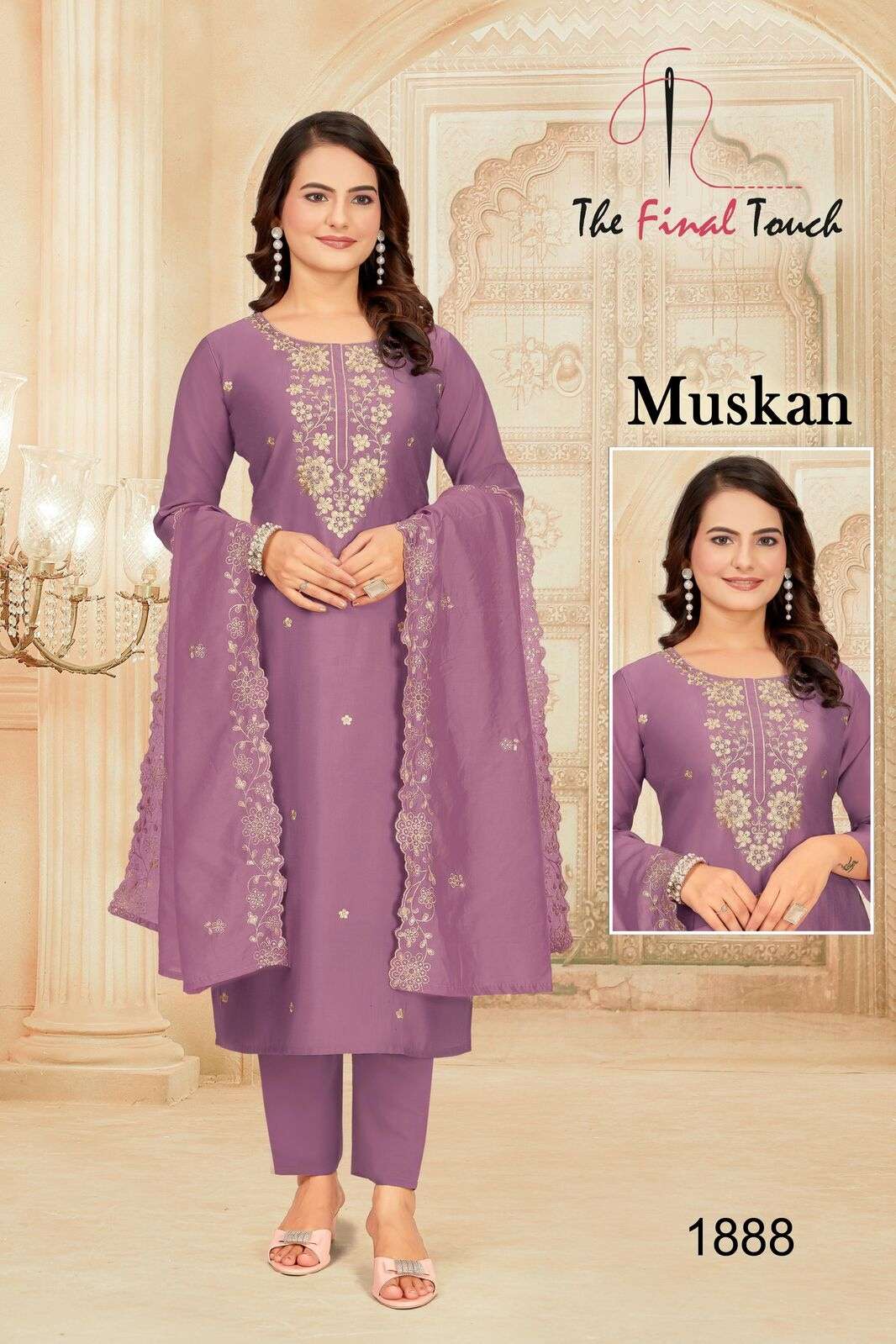 MUSKAN BY RR FASHION IN ROMAN WITH EMBROIDERED WORK  WITH POCKET