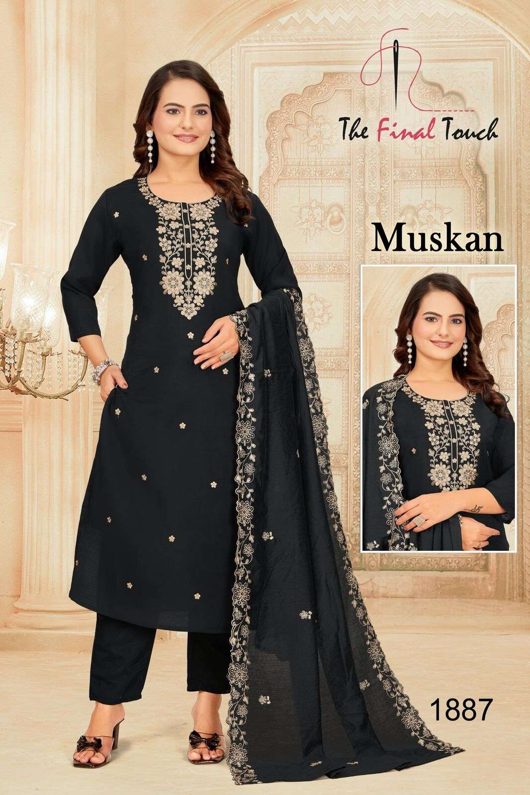 MUSKAN BY RR FASHION IN ROMAN WITH EMBROIDERED WORK  WITH POCKET