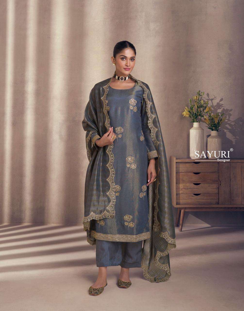 NAAZ BY SAYURI DESIGNER IN PREMIUM REAL SIMAR SILK WITH EMBROIDERED 