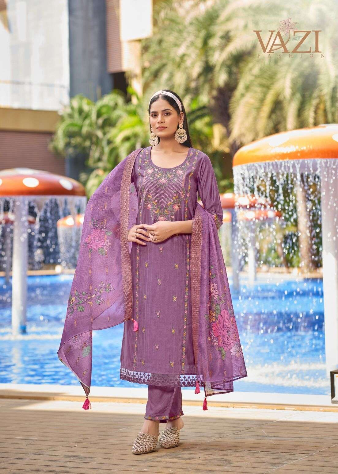 NAZAKAT BY VAZI FASHION IN PURE VISCOSE SELF LINE FANCY FABRIC WITH HANDWORK