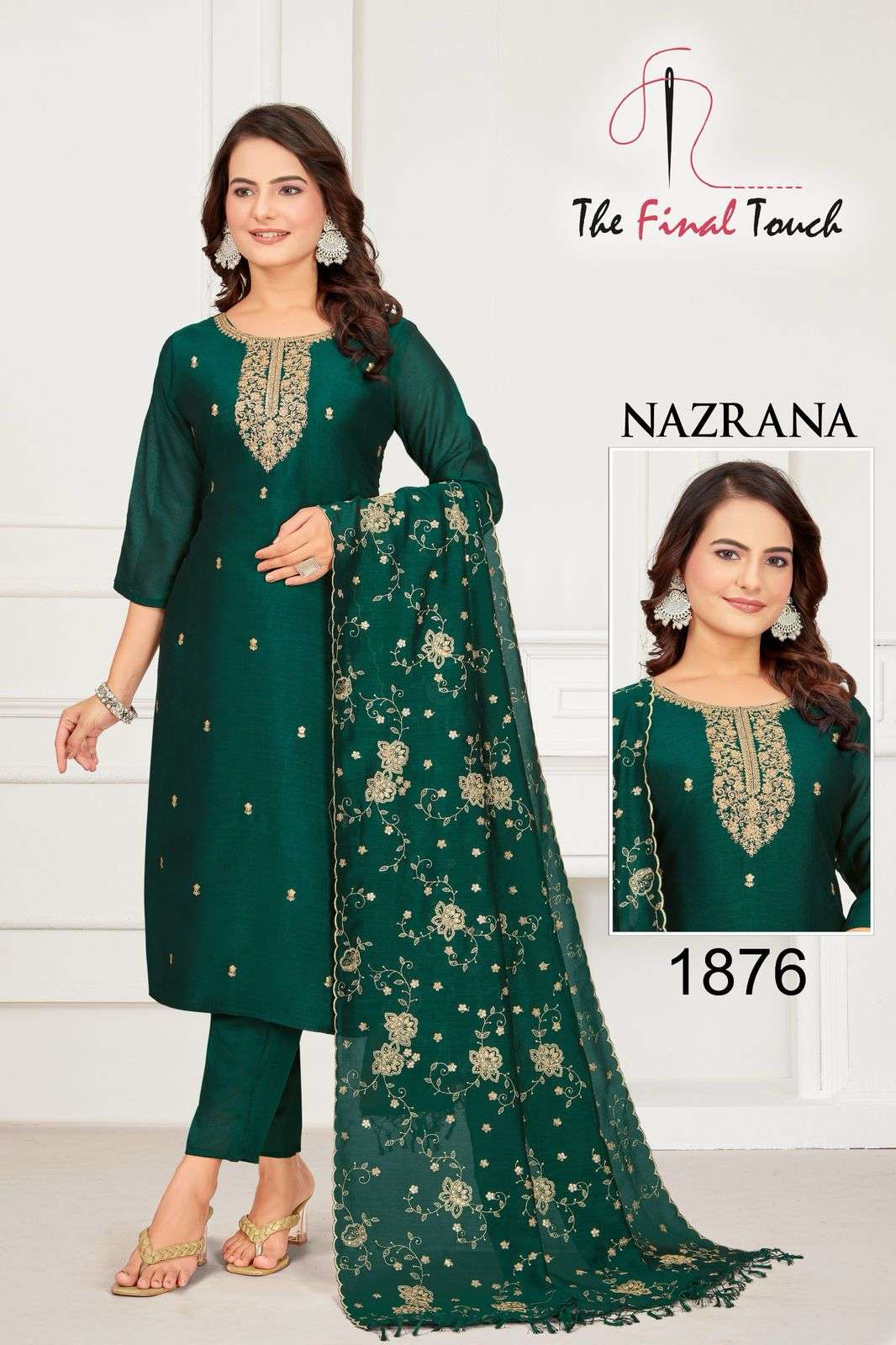 NAZRANA BY THE FINAL TOUCH IN VICHITRA SILK WITH EMBROIDERY AND POCKET