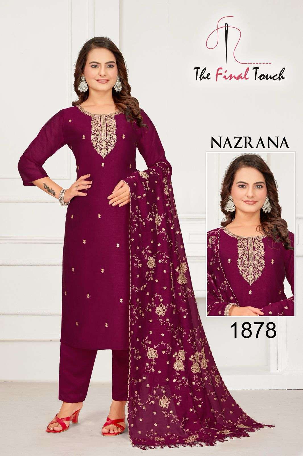 NAZRANA BY THE FINAL TOUCH IN VICHITRA SILK WITH EMBROIDERY AND POCKET