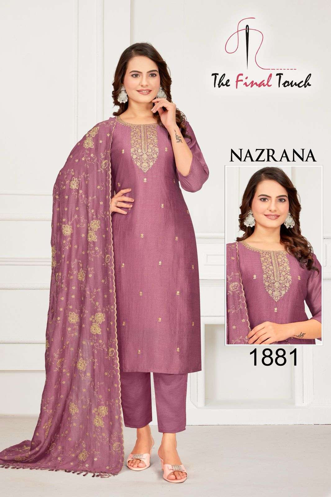 NAZRANA BY THE FINAL TOUCH IN VICHITRA SILK WITH EMBROIDERY AND POCKET