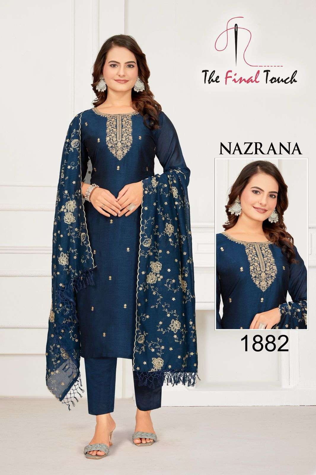 NAZRANA BY THE FINAL TOUCH IN VICHITRA SILK WITH EMBROIDERY AND POCKET