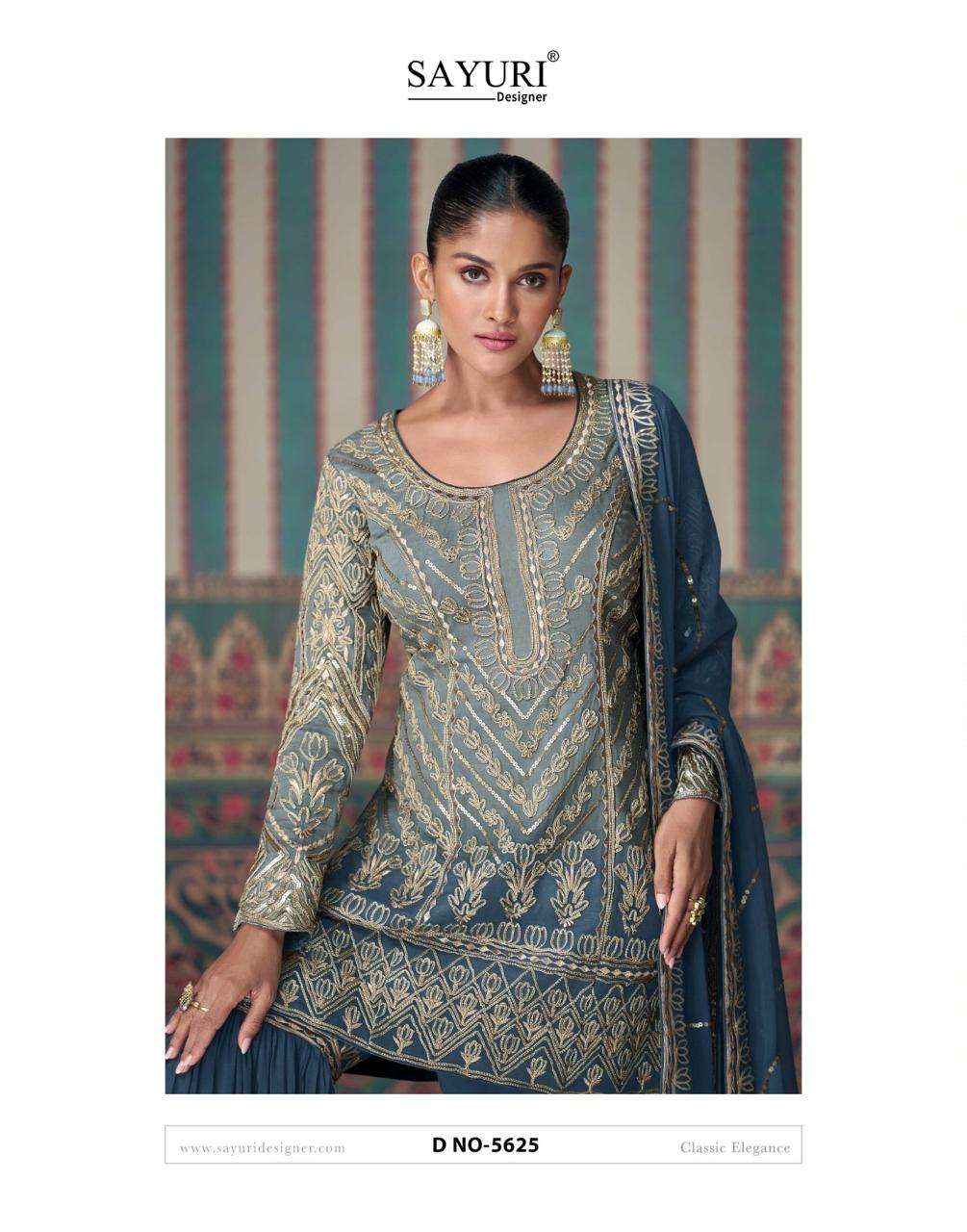 NIKHAAR BY SAYURI DESIGNER IN PREMIUM REAL GEROGETTE HEAVY EMBROIDERED TOP WITH SHARARA 