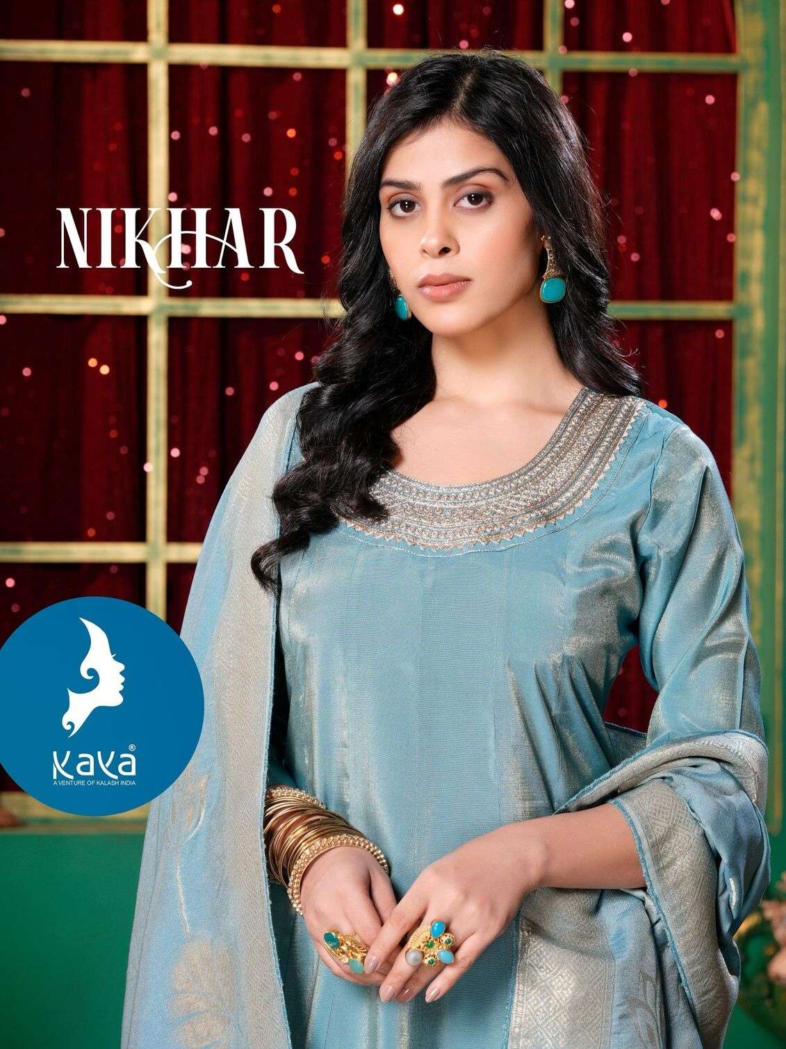 NIKHAR BY KAYA KURTI IN ROMN SHIMMER 3 PIECE ANARKALI WITH WORK CONCEPT