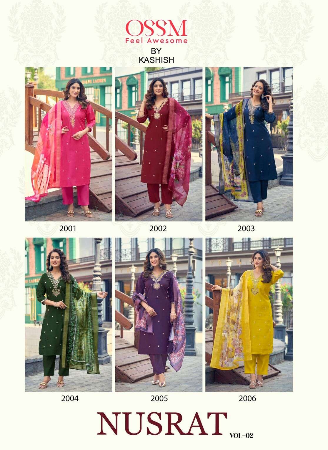 NUSRAT VOL:-2 BY OSSM IN PURE ROMAN SILK WITH HEAVY EMBROIDERY FANCY COLLECTION