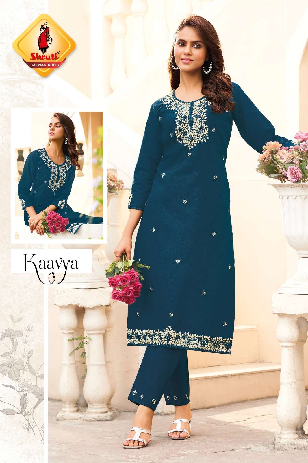 PAHELI VOL-10 BY SHRUTI SUIT PURE COTTON EMBROIDERY THREAD WORK KURTI PANT 