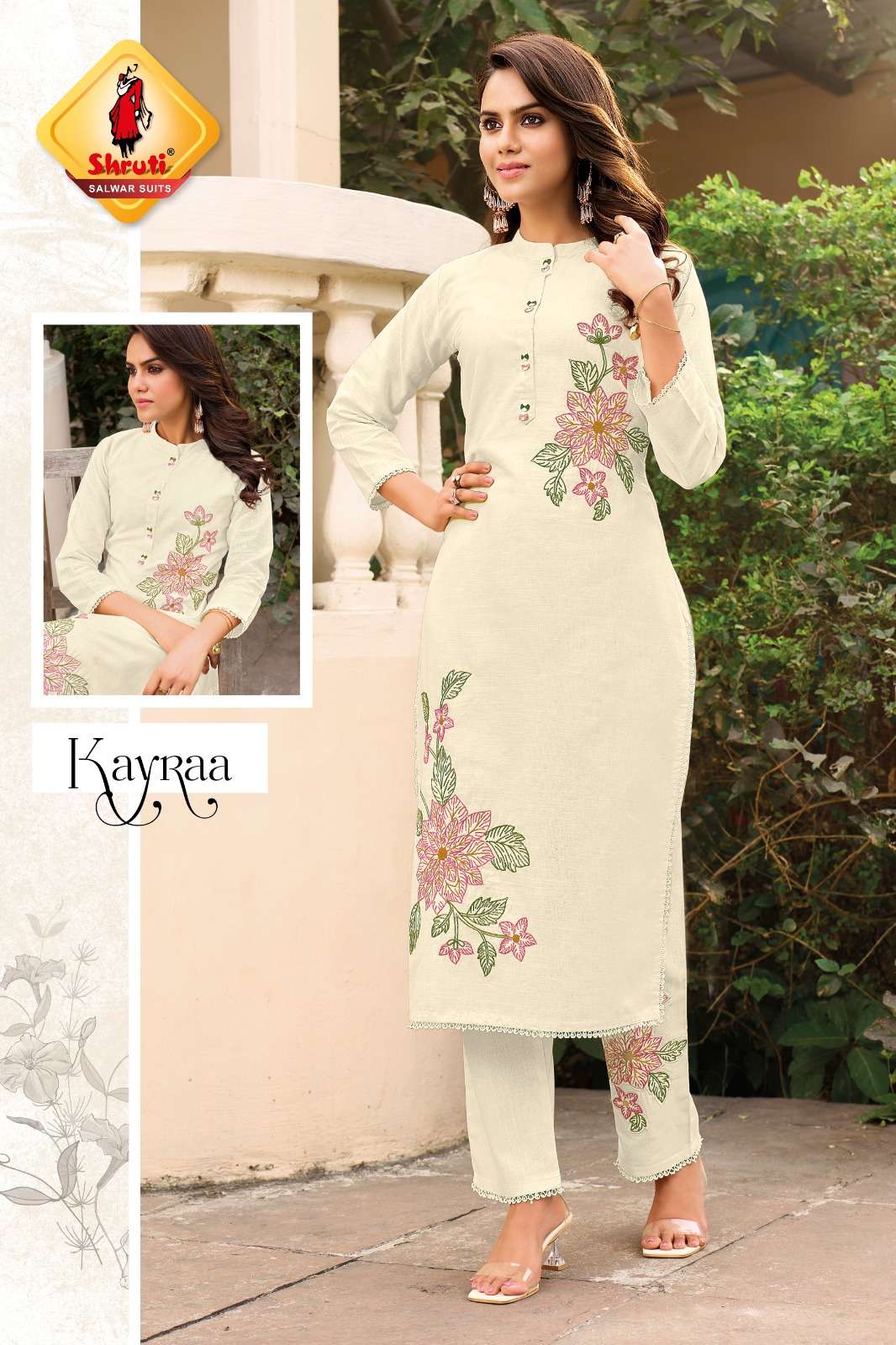 PAHELI VOL-10 BY SHRUTI SUIT PURE COTTON EMBROIDERY THREAD WORK KURTI PANT 