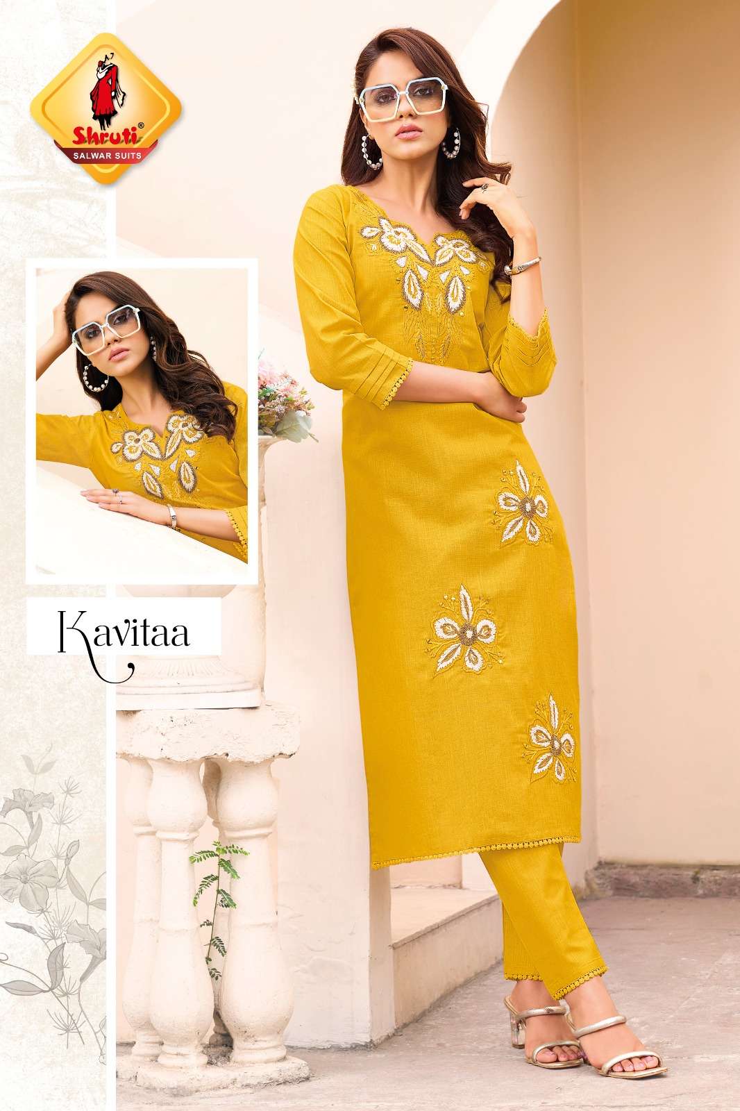 PAHELI VOL-10 BY SHRUTI SUIT PURE COTTON EMBROIDERY THREAD WORK KURTI PANT 