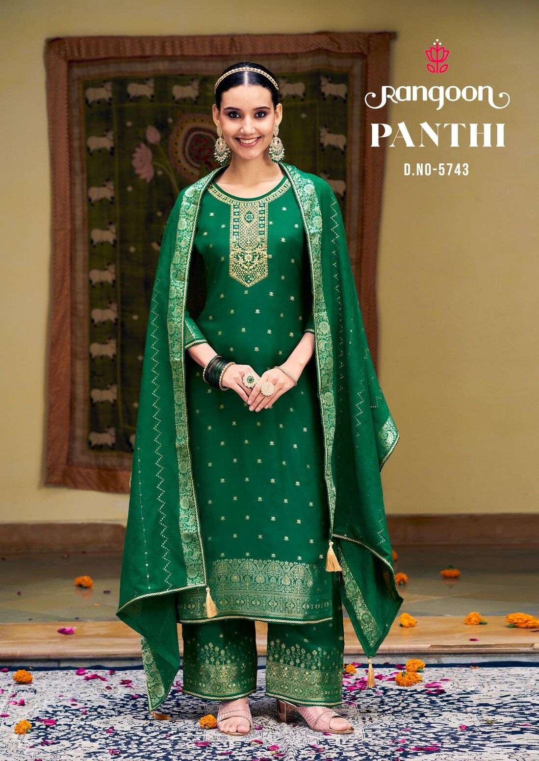 PANTHI BY RANGOON IN PURE MUSLIN JACQUARD WITH FANCY EMBROIDERY WORK 