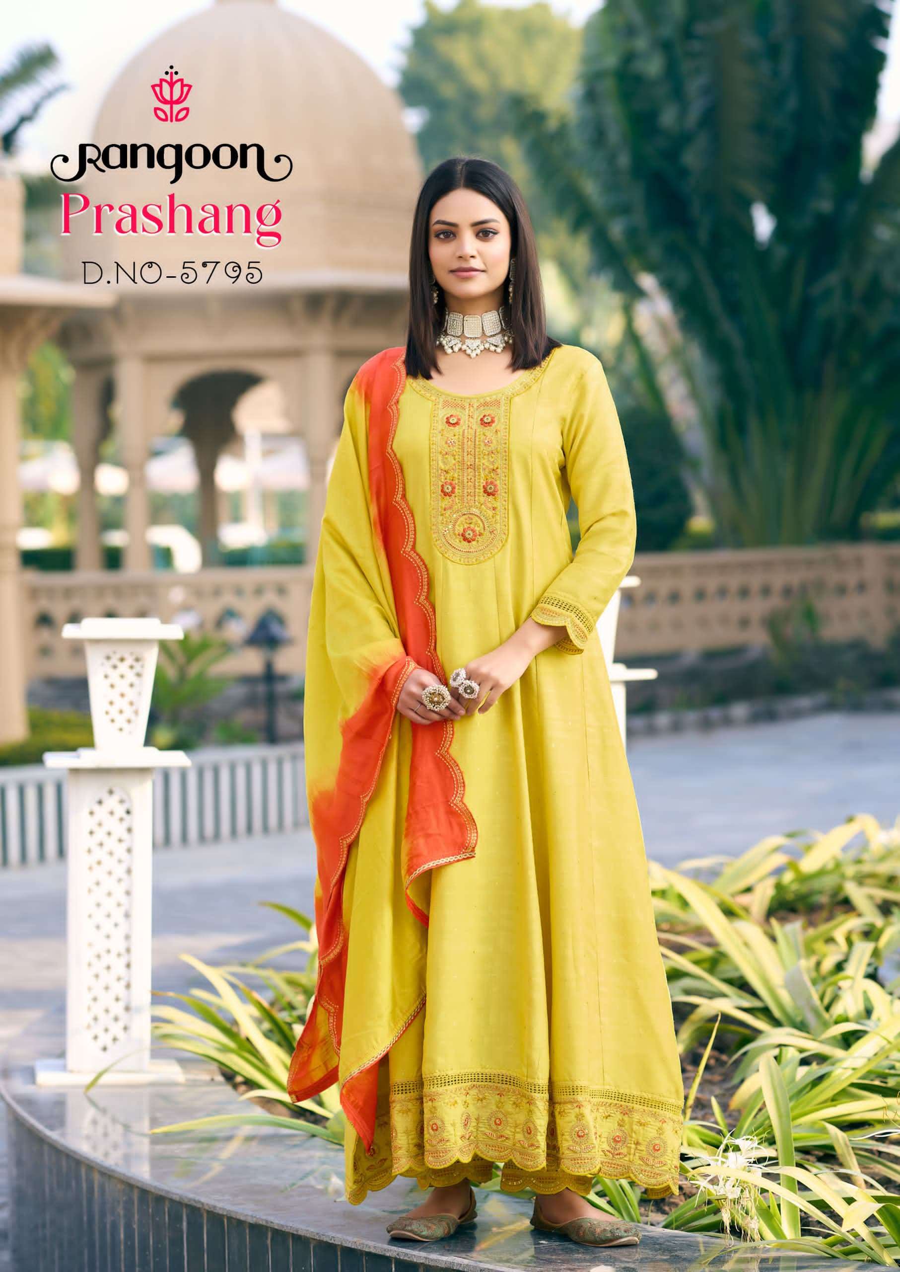 PRASHANG BY RANGOON IN VISCOSE JACQUARD WITH FANCY HANDWORK ANARKALI STYLE