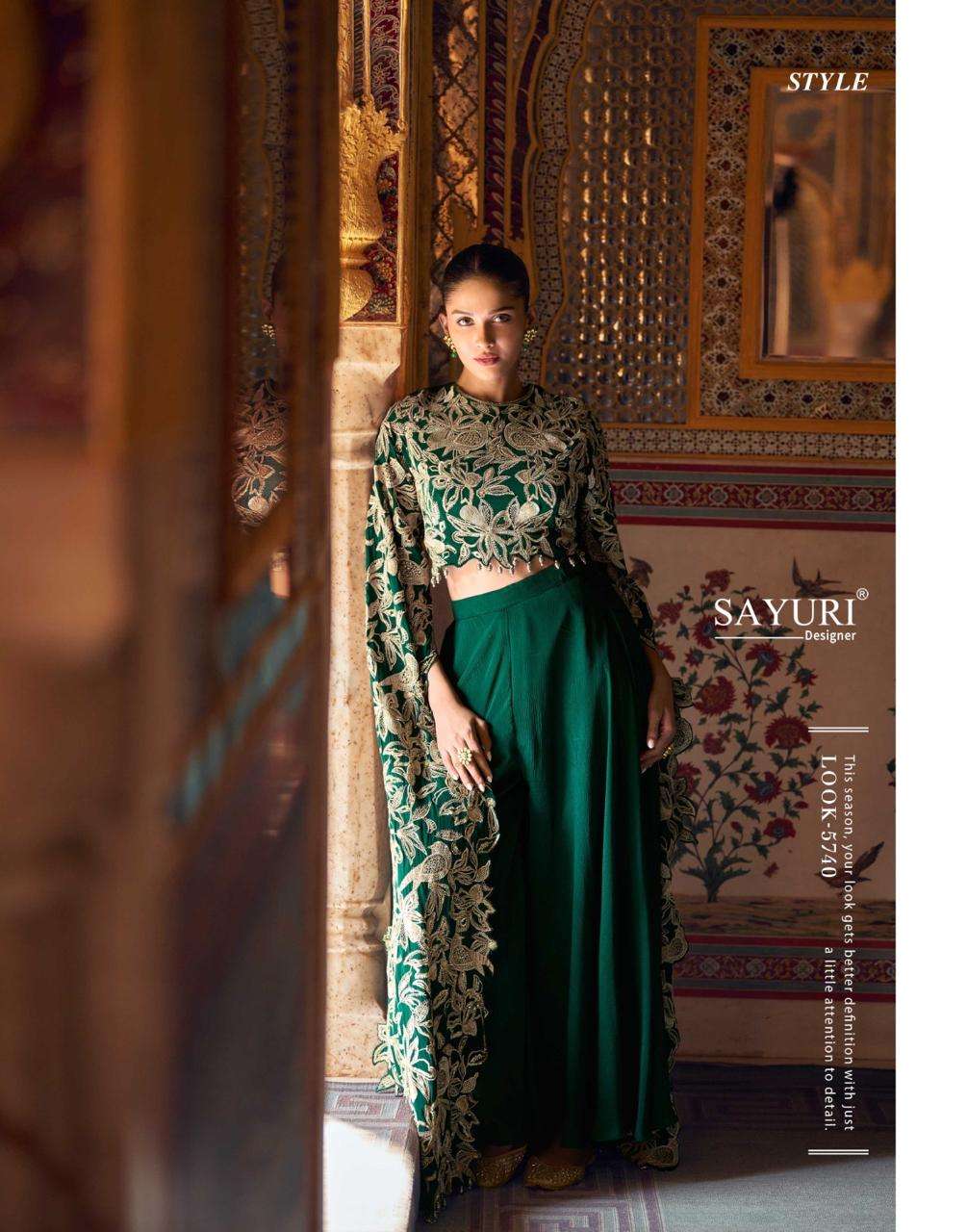 RUCHIKA BY SAYURI DESIGNER IN REAL CHINON SILK FRONT AND BACK EMBROIDERED TOP WITH PLAZZO