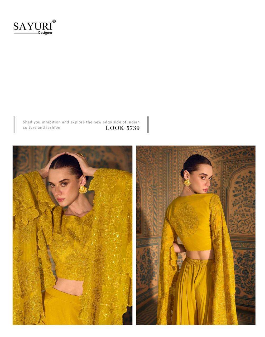 RUCHIKA BY SAYURI DESIGNER IN REAL CHINON SILK FRONT AND BACK EMBROIDERED TOP WITH PLAZZO