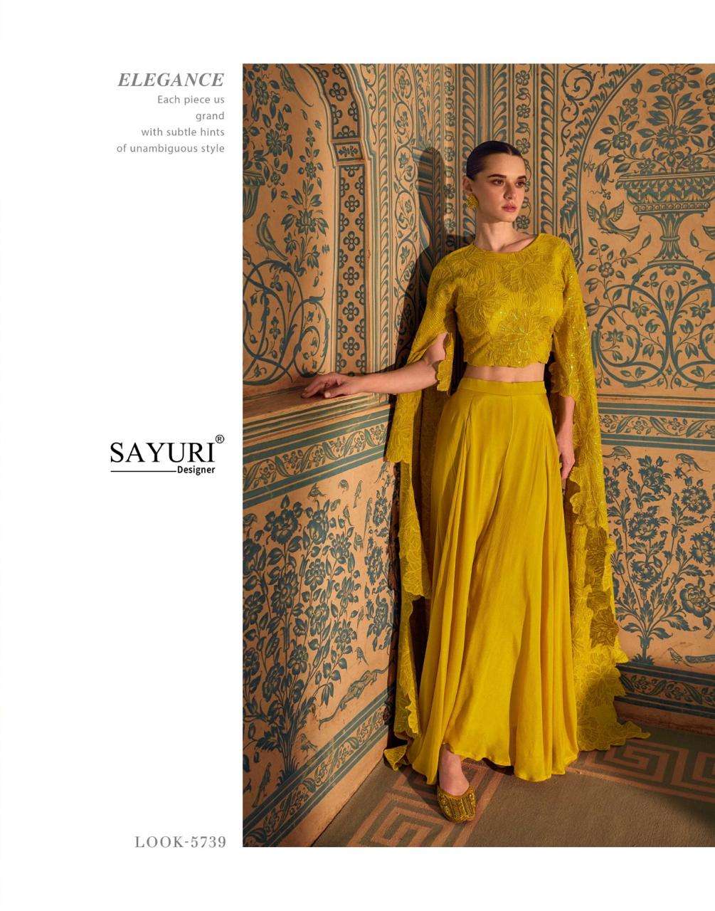 RUCHIKA BY SAYURI DESIGNER IN REAL CHINON SILK FRONT AND BACK EMBROIDERED TOP WITH PLAZZO