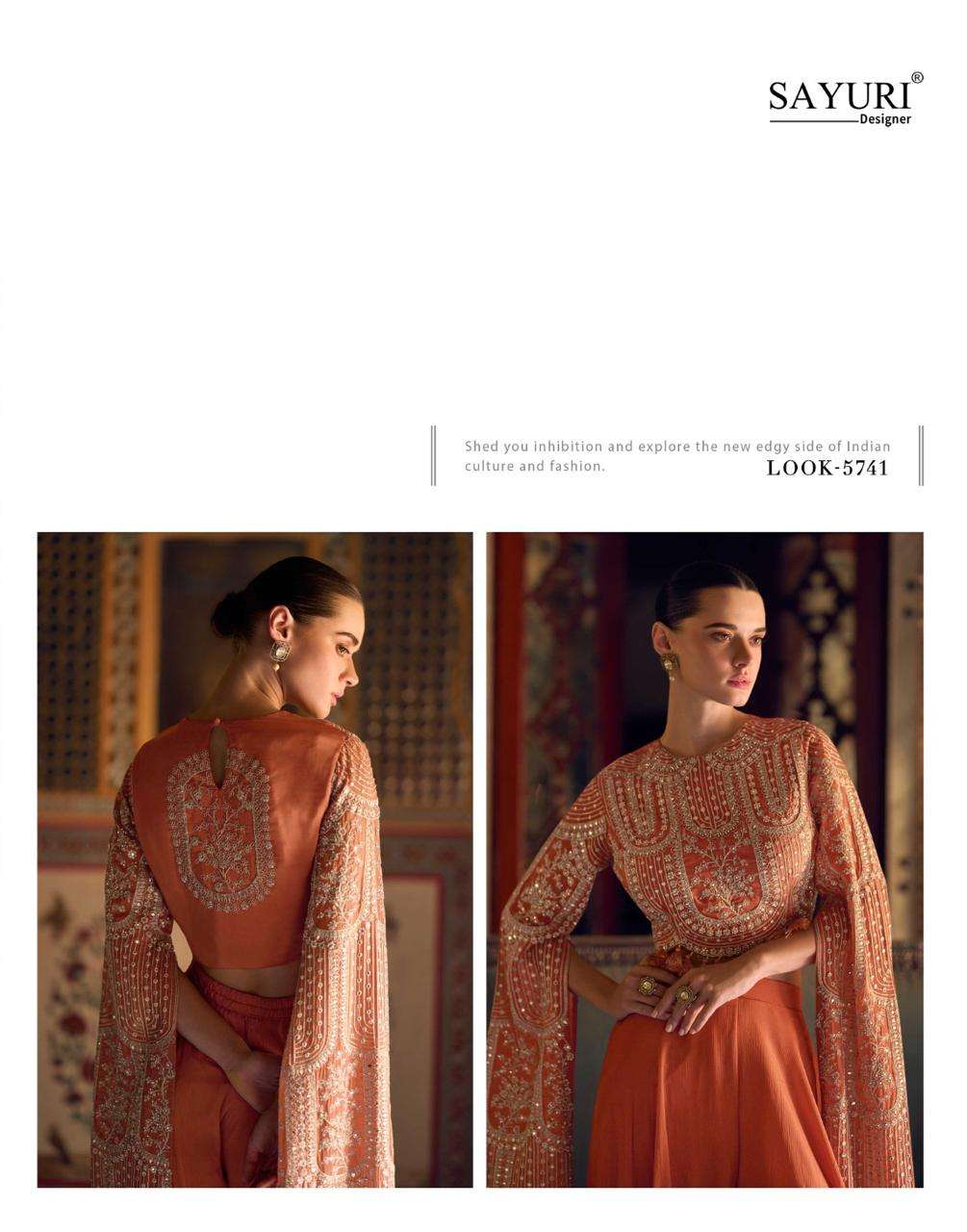 RUCHIKA BY SAYURI DESIGNER IN REAL CHINON SILK FRONT AND BACK EMBROIDERED TOP WITH PLAZZO