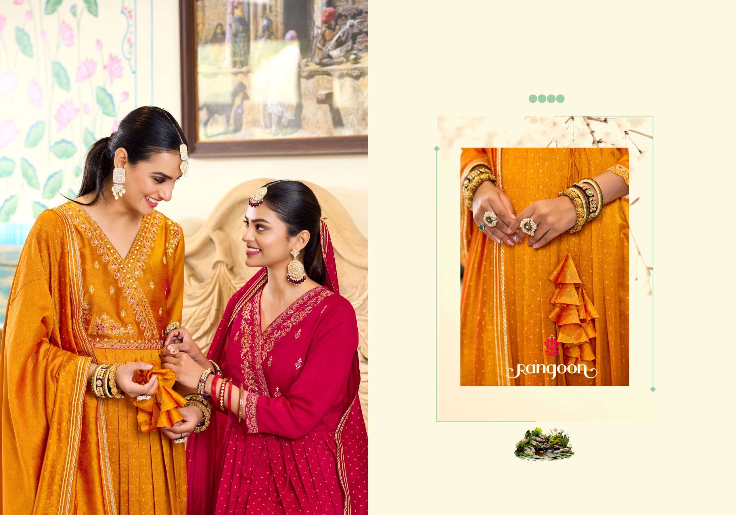 SAFAR BY RANGOON IN SILK WITH FANCY EMBROIDERY WORK ANARKALI STYLE