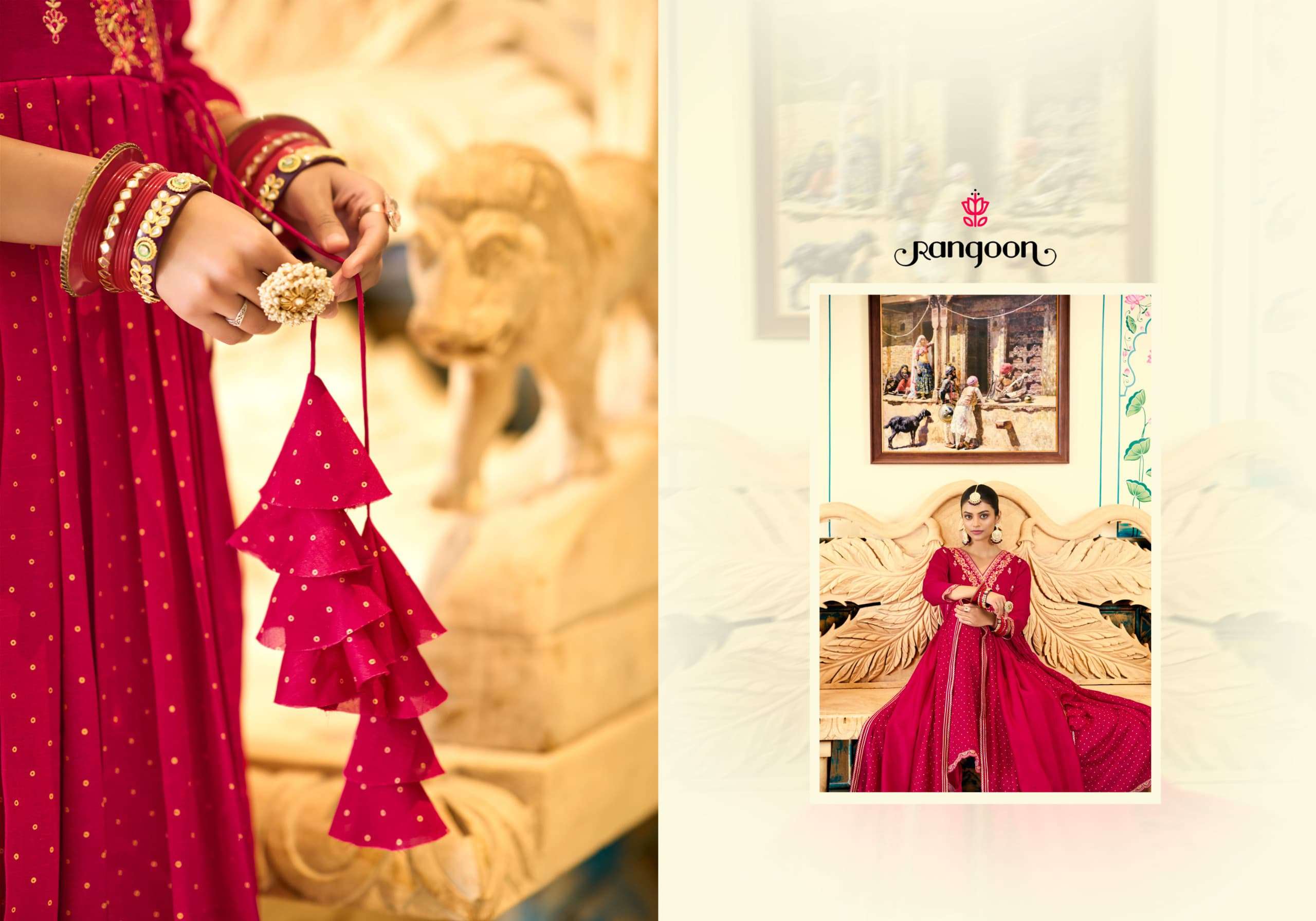 SAFAR BY RANGOON IN SILK WITH FANCY EMBROIDERY WORK ANARKALI STYLE