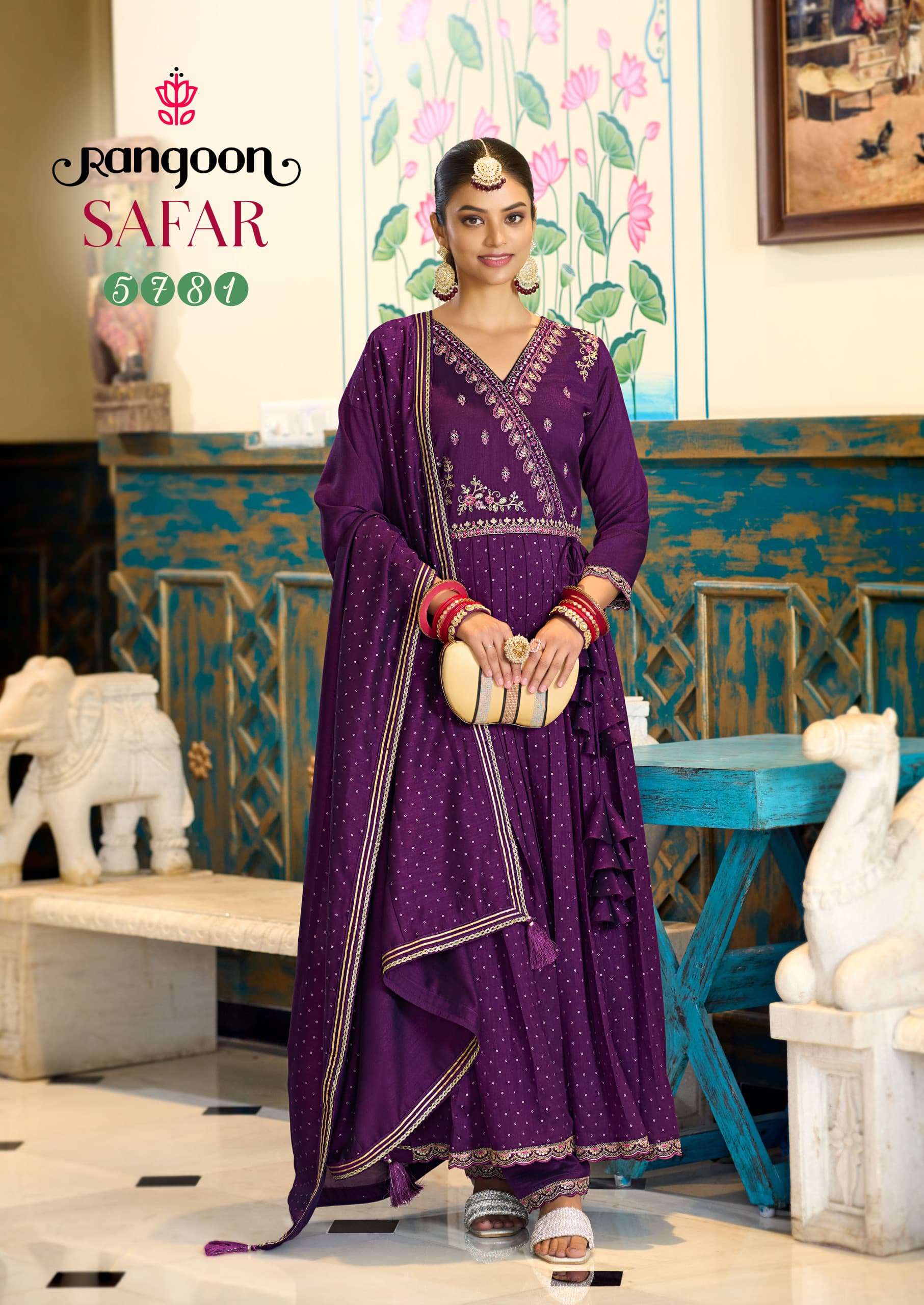 SAFAR BY RANGOON IN SILK WITH FANCY EMBROIDERY WORK ANARKALI STYLE