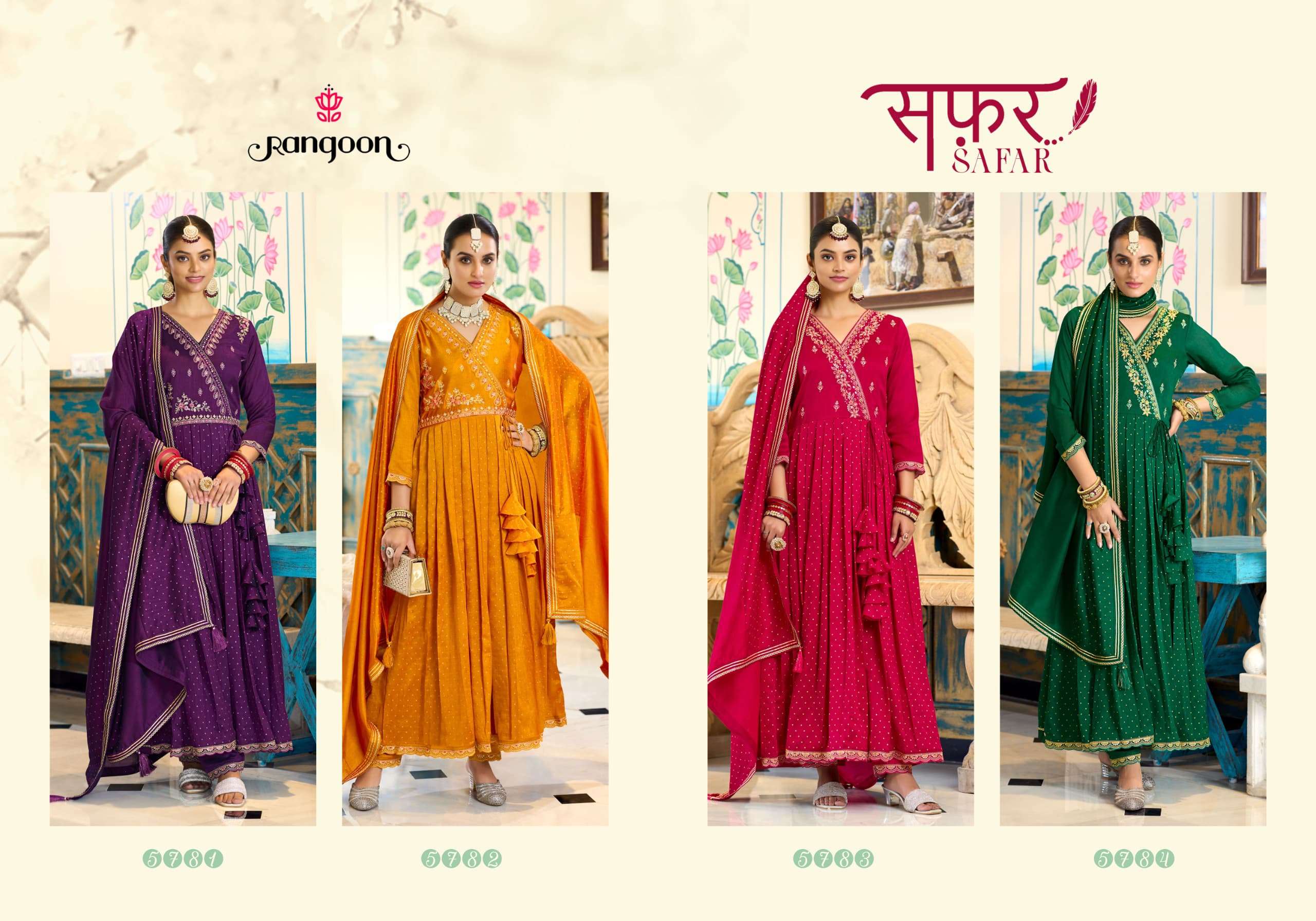 SAFAR BY RANGOON IN SILK WITH FANCY EMBROIDERY WORK ANARKALI STYLE