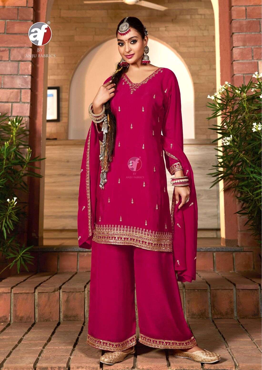 SAHIBA VOL-7 BY ANJU FABRICS IN PURE CHINON SHORT KURTI WITH DIVIDER & DUPATTA