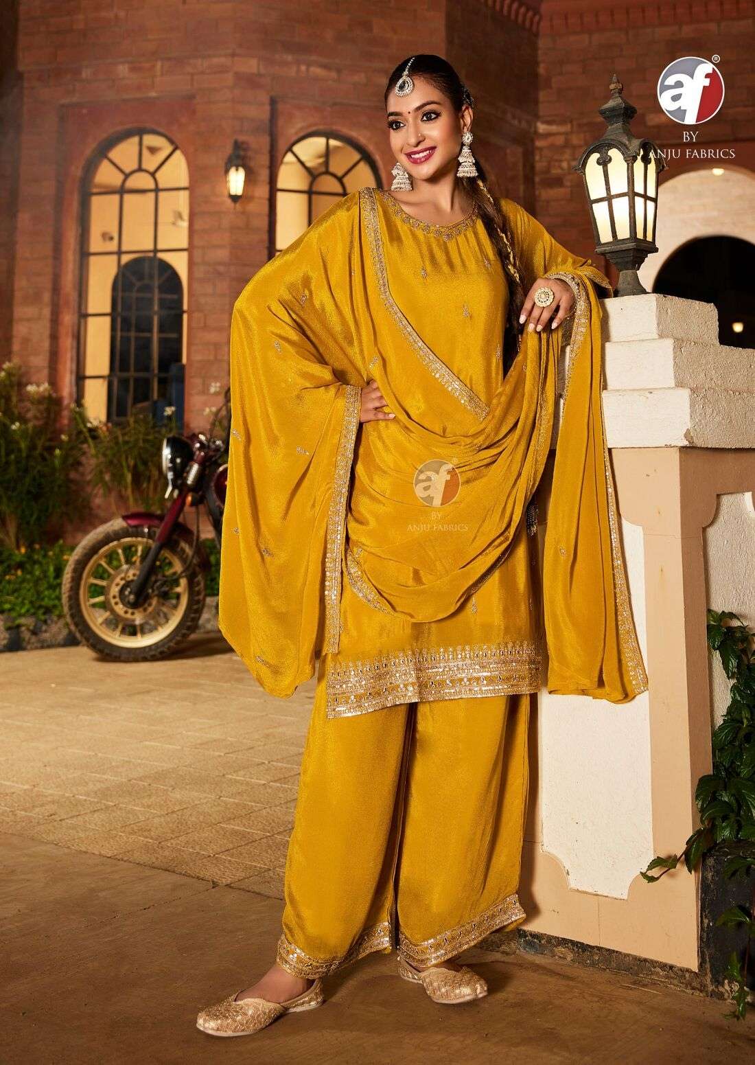 SAHIBA VOL-7 BY ANJU FABRICS IN PURE CHINON SHORT KURTI WITH DIVIDER & DUPATTA