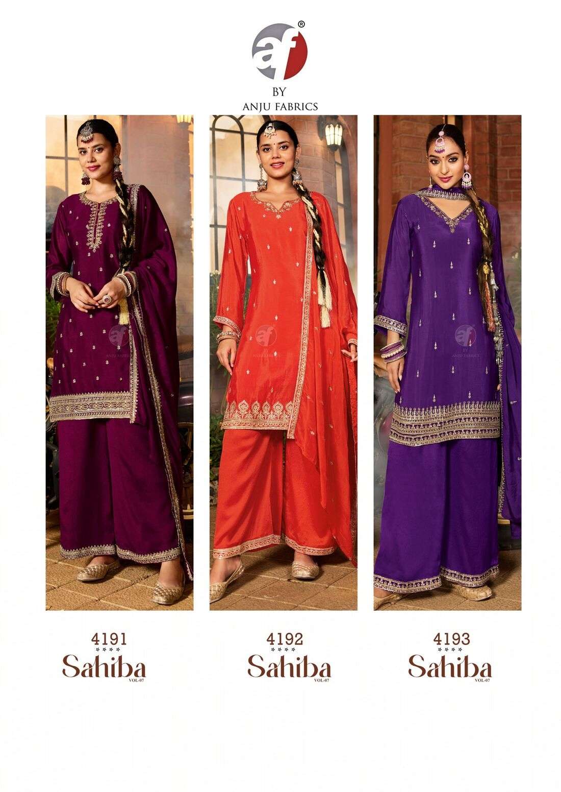 SAHIBA VOL-7 BY ANJU FABRICS IN PURE CHINON SHORT KURTI WITH DIVIDER & DUPATTA