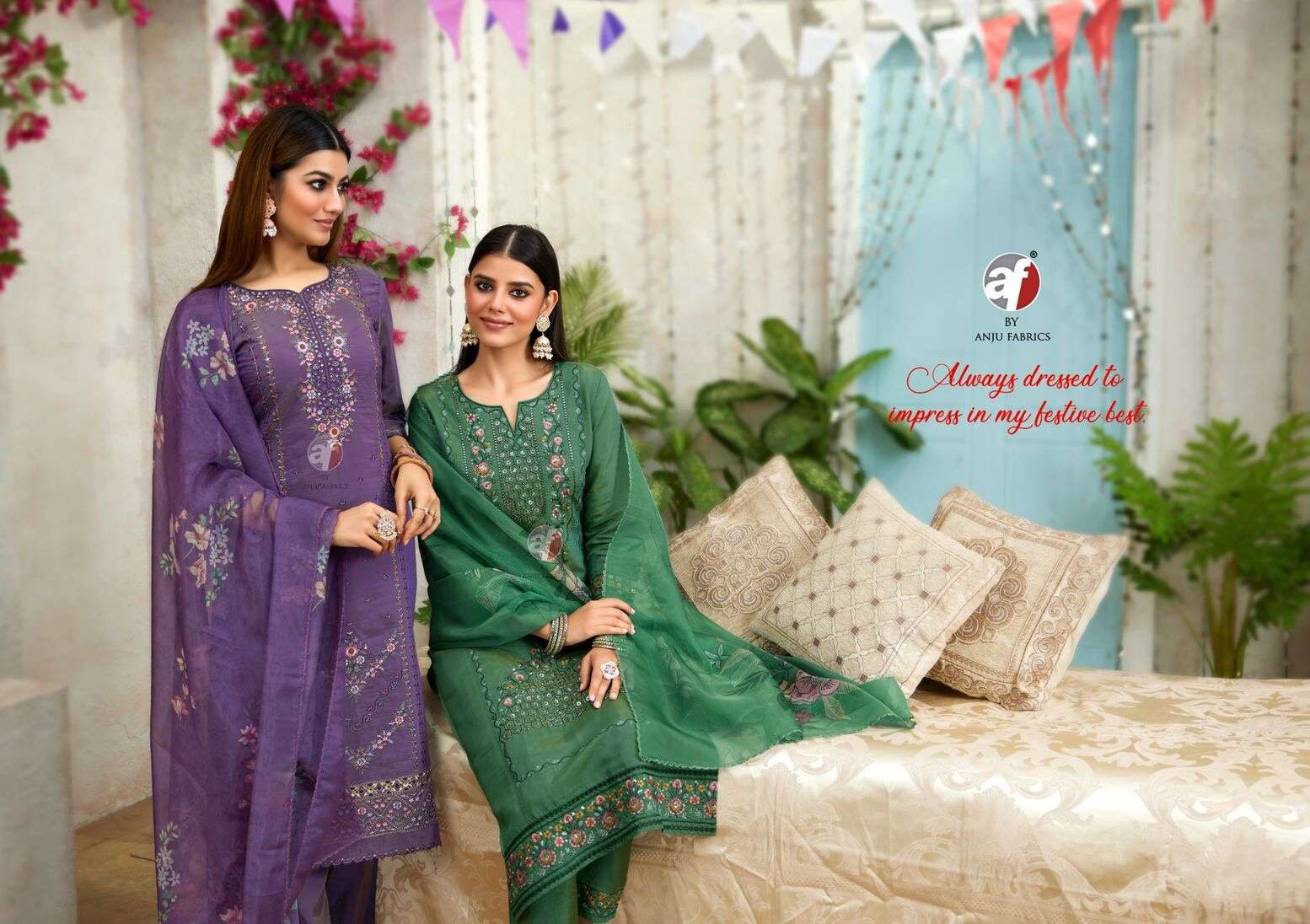 SAYARA VOL-2 BY ANJU FABRICS IN PREMIUM SHIMMER COTTON MAL INNER WITH PURE ORGANZA DUPATTA