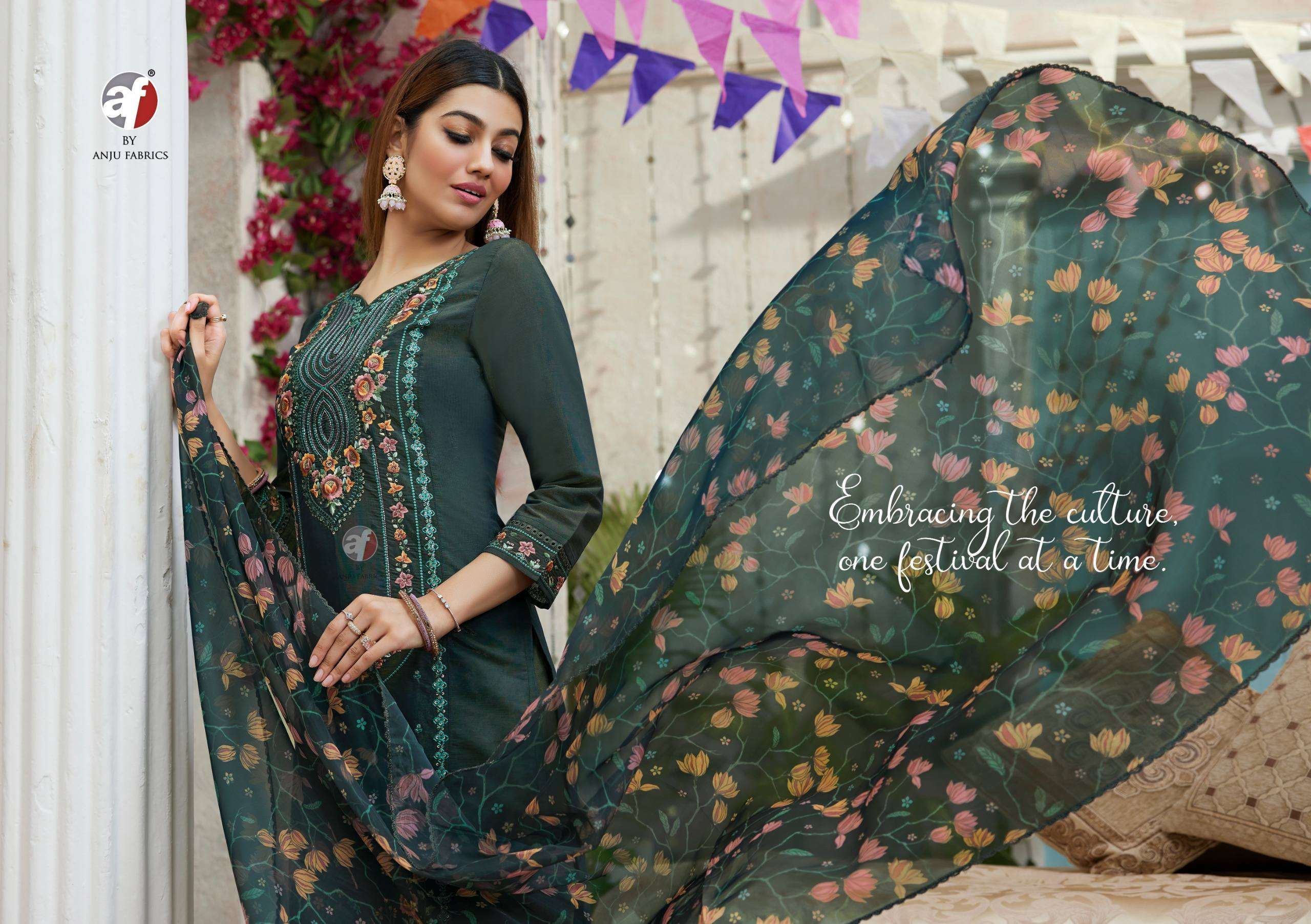 SAYARA VOL-2 BY ANJU FABRICS IN PREMIUM SHIMMER COTTON MAL INNER WITH PURE ORGANZA DUPATTA