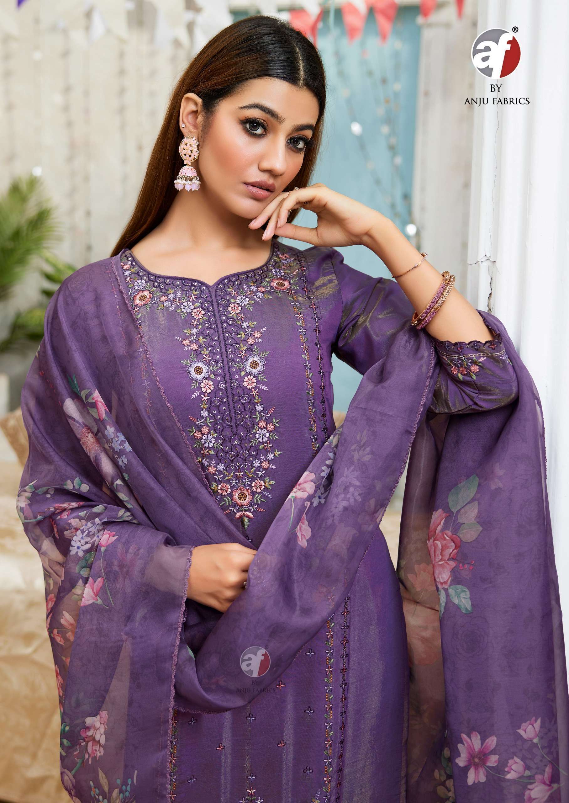 SAYARA VOL-2 BY ANJU FABRICS IN PREMIUM SHIMMER COTTON MAL INNER WITH PURE ORGANZA DUPATTA